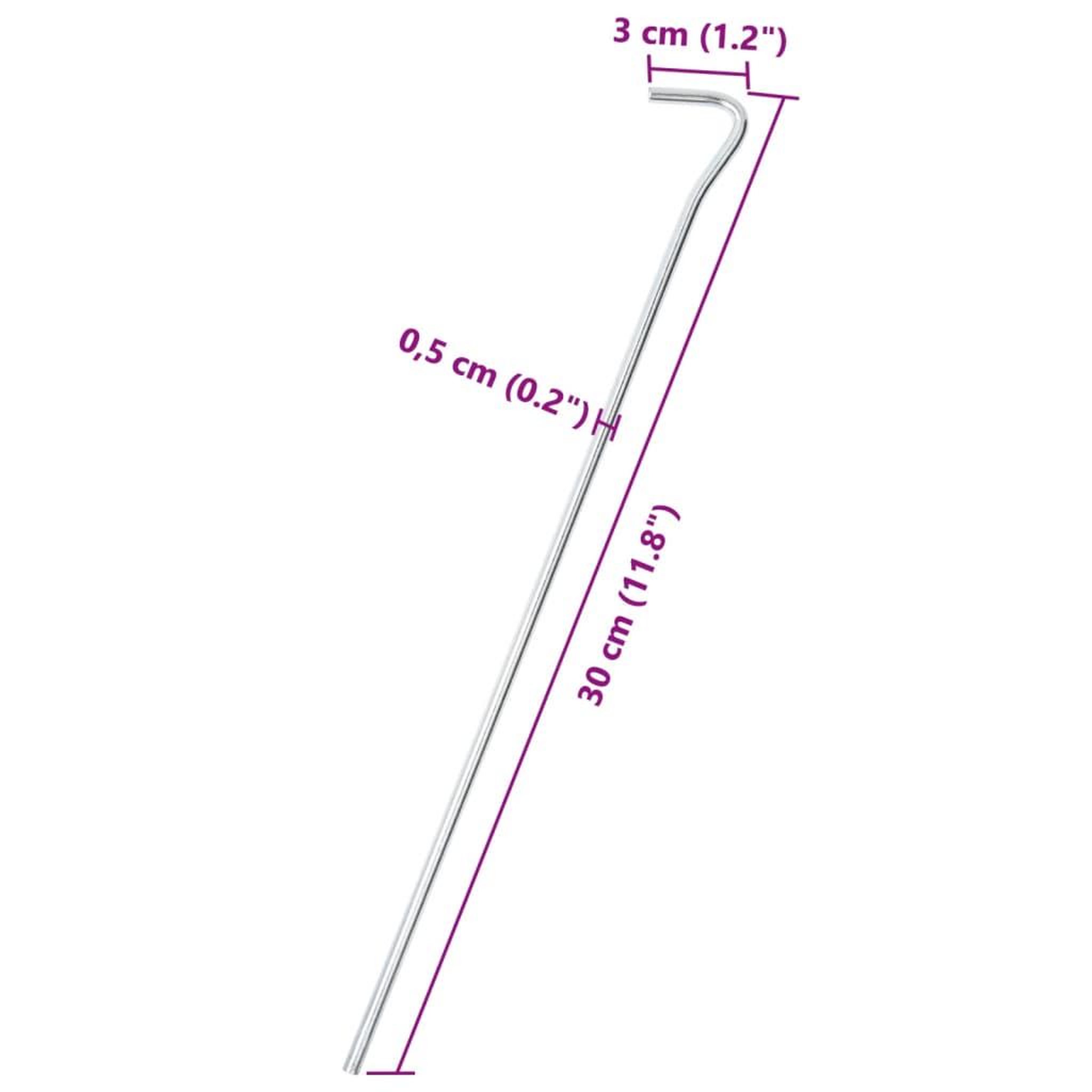 Voir la diapositive 5 : VIDAXL Piquets de tente 25 pcs 30 cm Ø5 mm acier galvanise