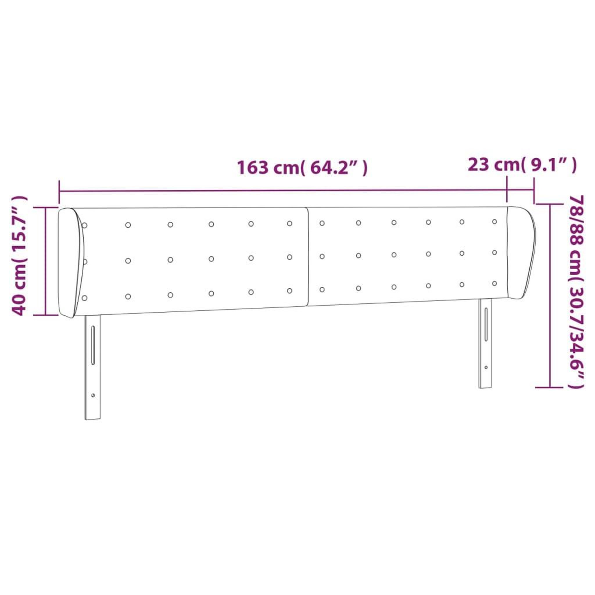 Voir la diapositive 6 : VIDAXL Tete de lit avec oreilles Noir 163x23x78/88 cm Similicuir