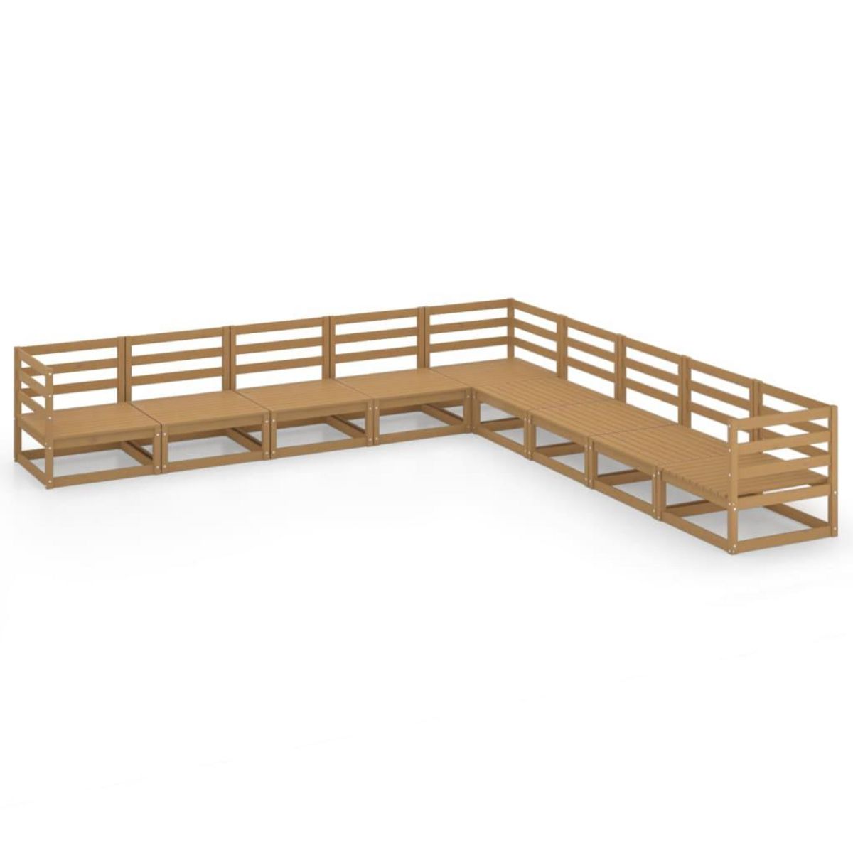 VIDAXL Salon de jardin 9 pcs marron miel bois de pin massif