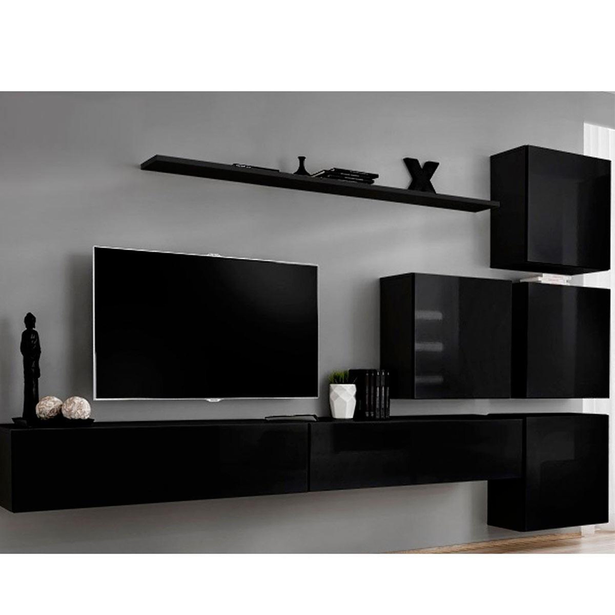 Voir la diapositive 4 : Paris Prix Meuble tv mural design  switch ix  310cm noir