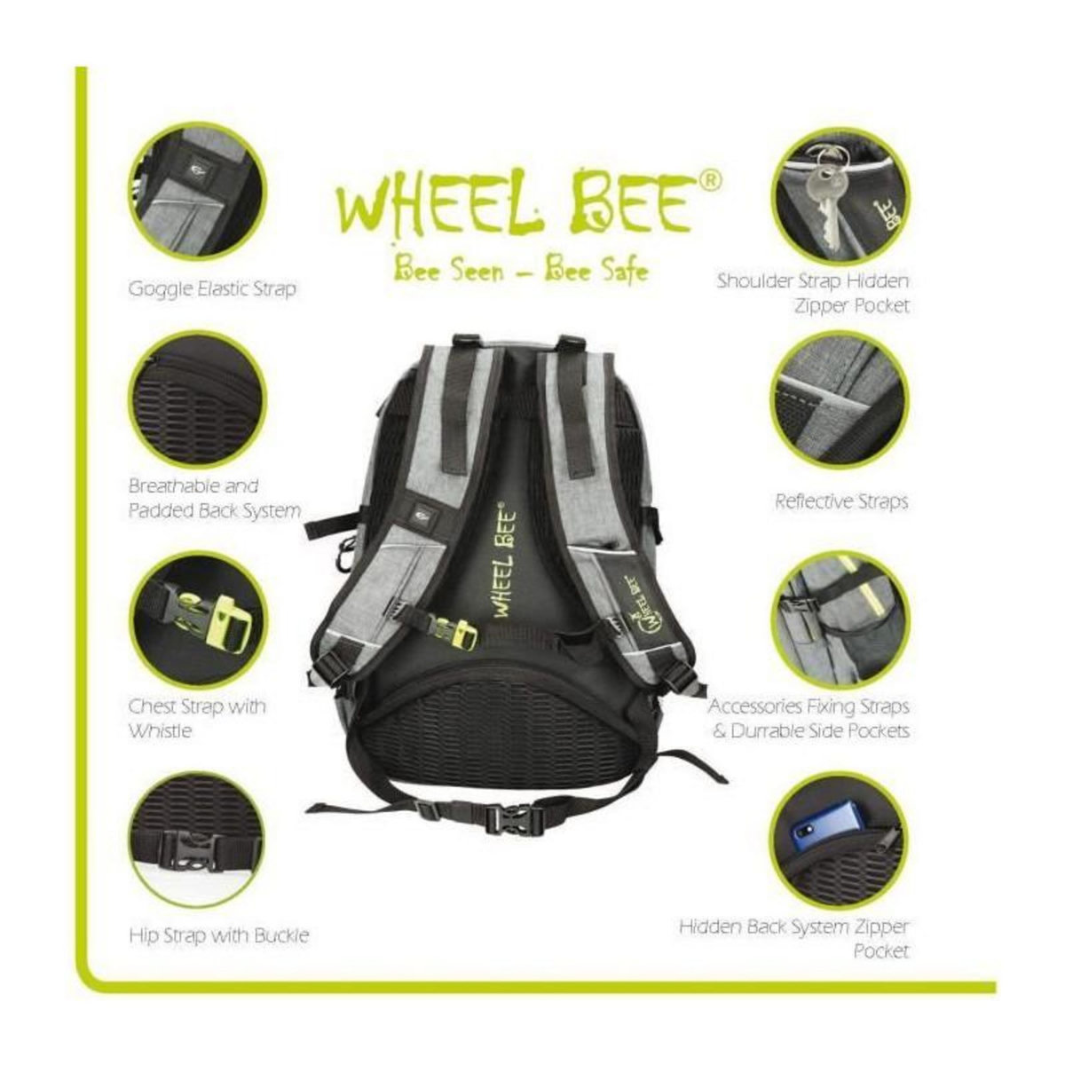 SCHILDKROT Wheel Bee Revolution Sac a Dos Enfants, 46 cm, 30 liters, Gris - 950022