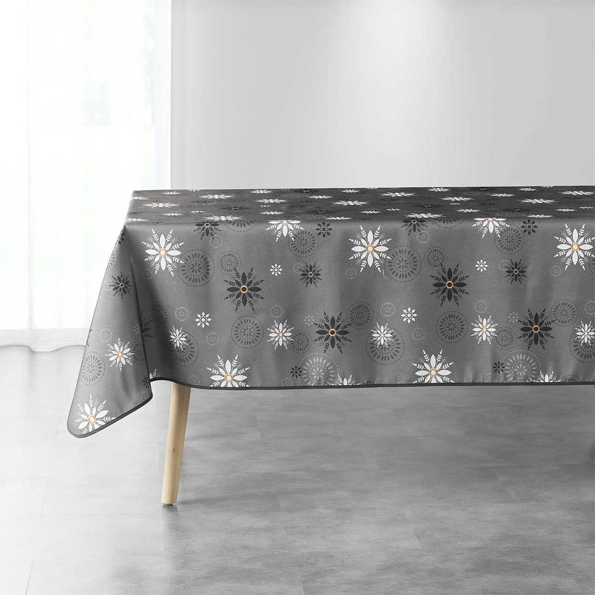 Douceur d'Intérieur Nappe imprimée  enchante  150x300cm anthracite