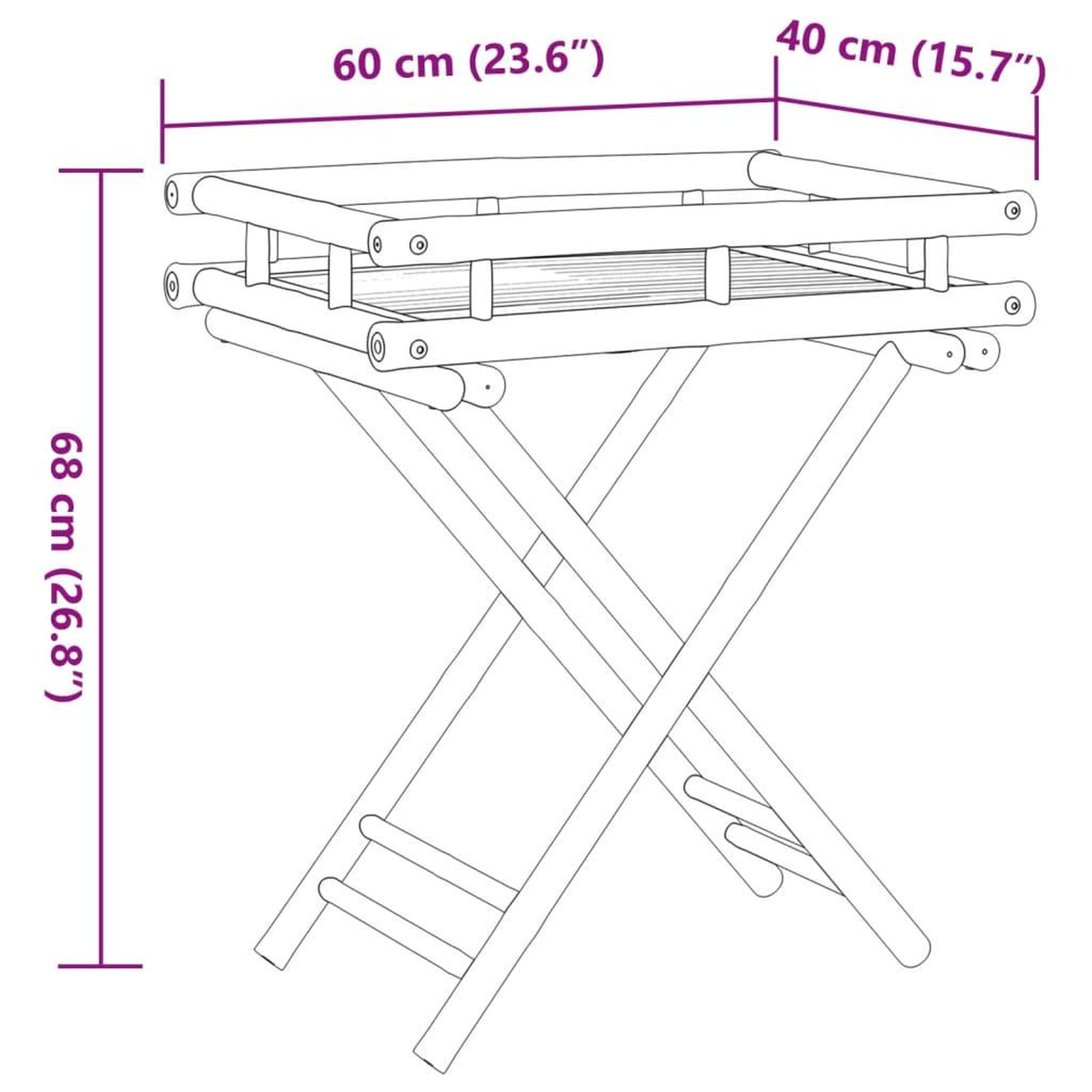 Voir la diapositive 6 : VIDAXL Table a plateau pliante 60x40x68 cm bambou