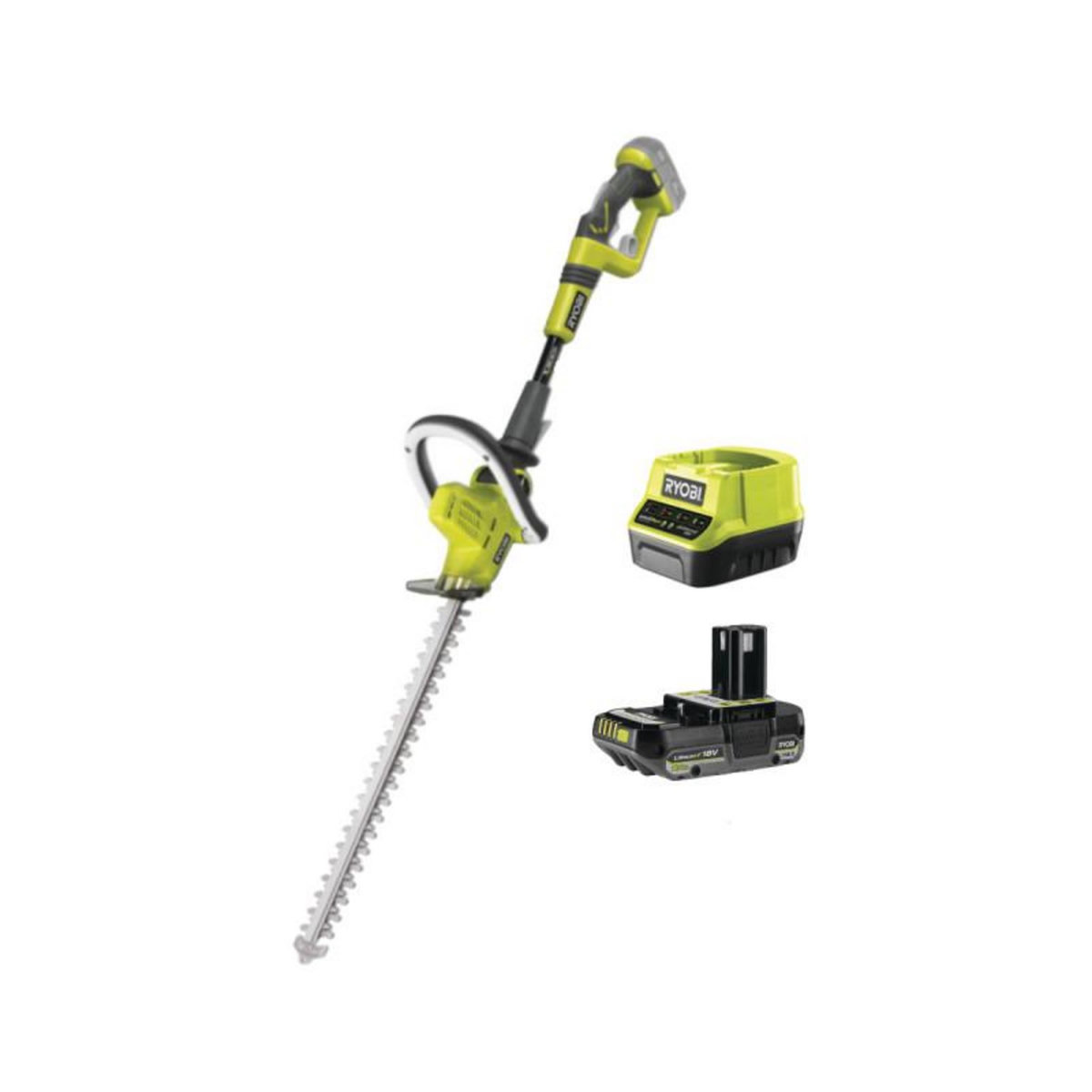 Ryobi Pack RYOBI Taille-haies OHT1850X - 18V One+ - Bras articulé - 1 Batterie 2.0Ah - 1 Chargeur rapide