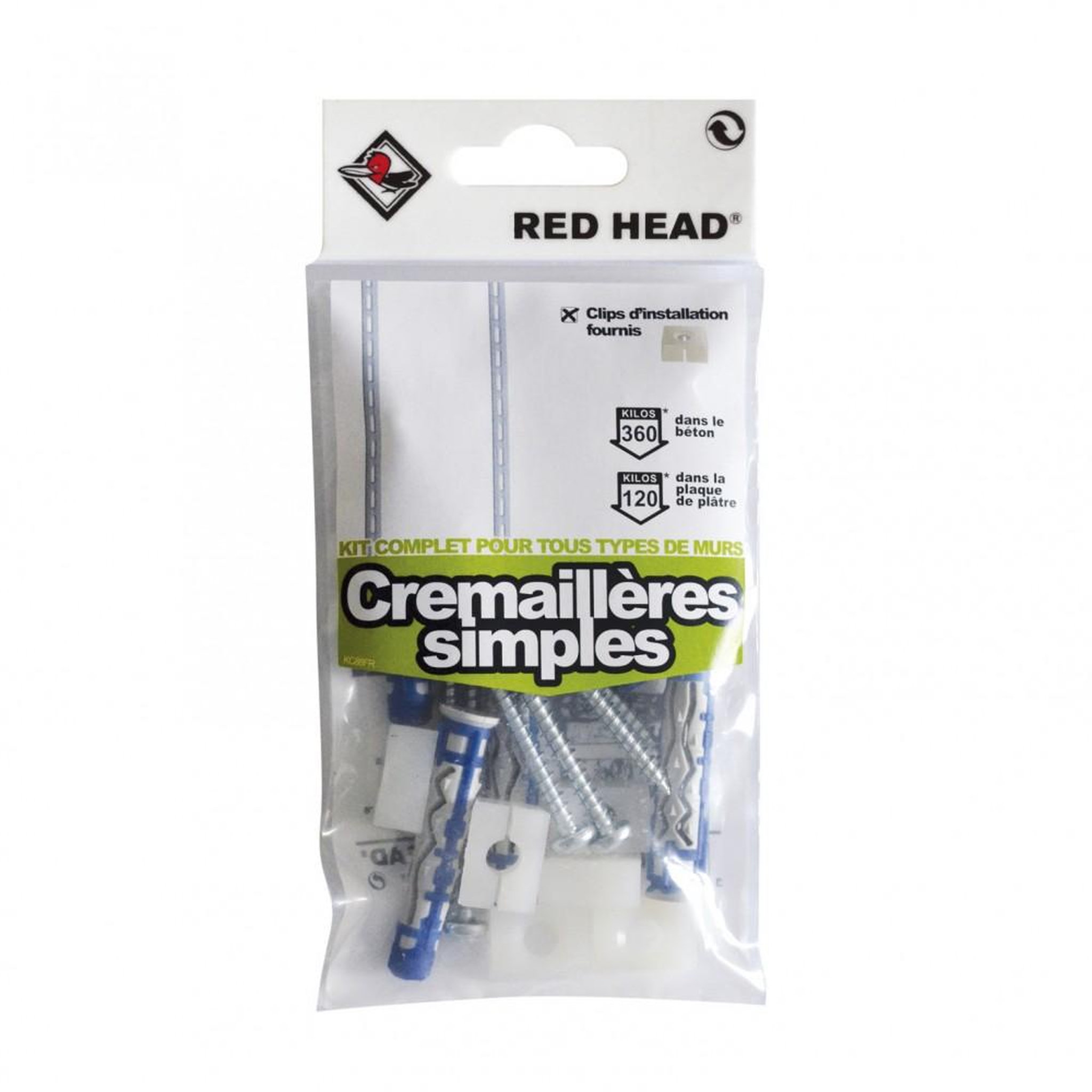 RED HEAD Kit chevilles à verrouillage de forme crémaillère simple RED HEAD, Diam.8xL.50mm