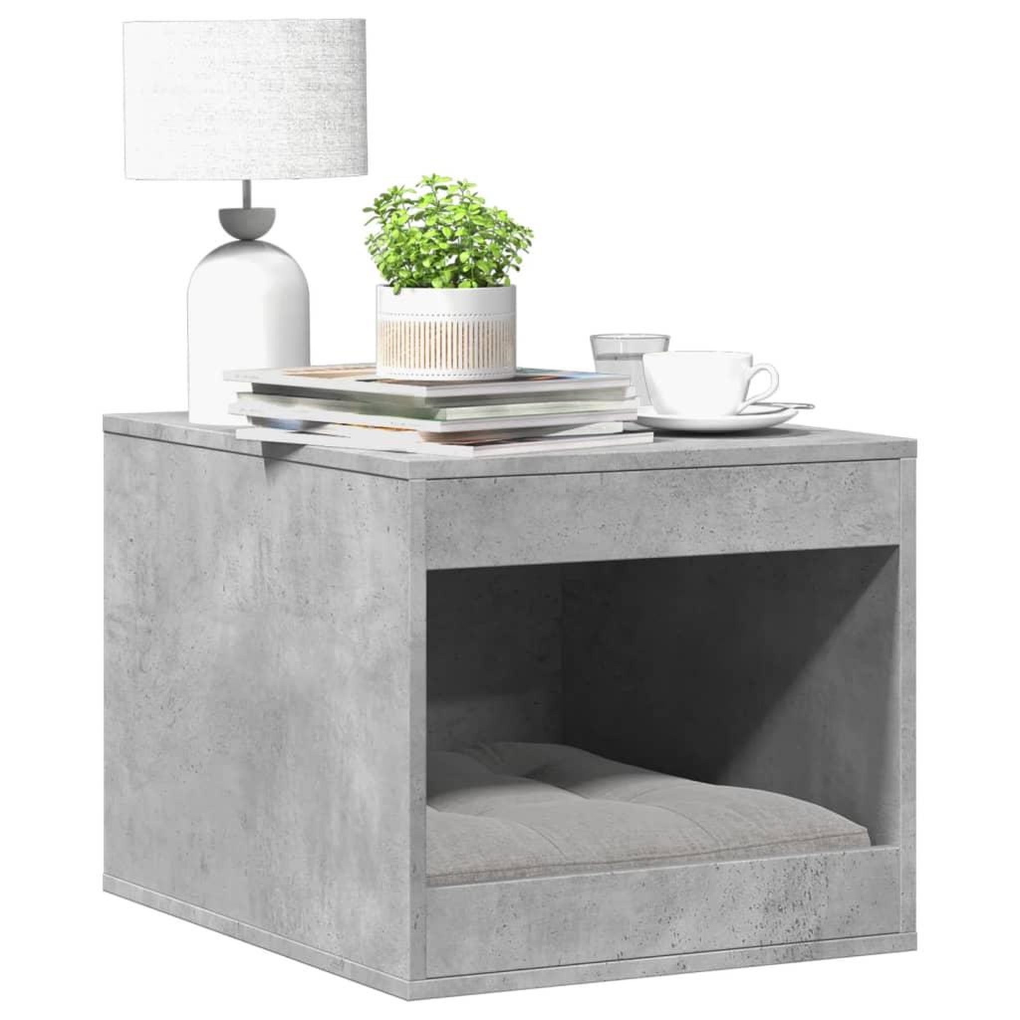 VIDAXL Meuble de bac a litiere pour chat gris beton bois d'ingenierie