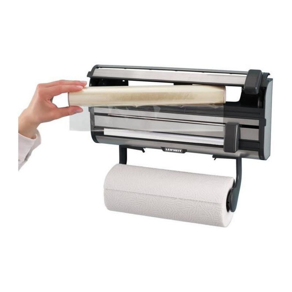 Leifheit LEIFHEIT Distributeur essuie tout papier aluminium film Parat Royal 25793 Leifheit devidoir mural pratique 3 rouleaux lames tran