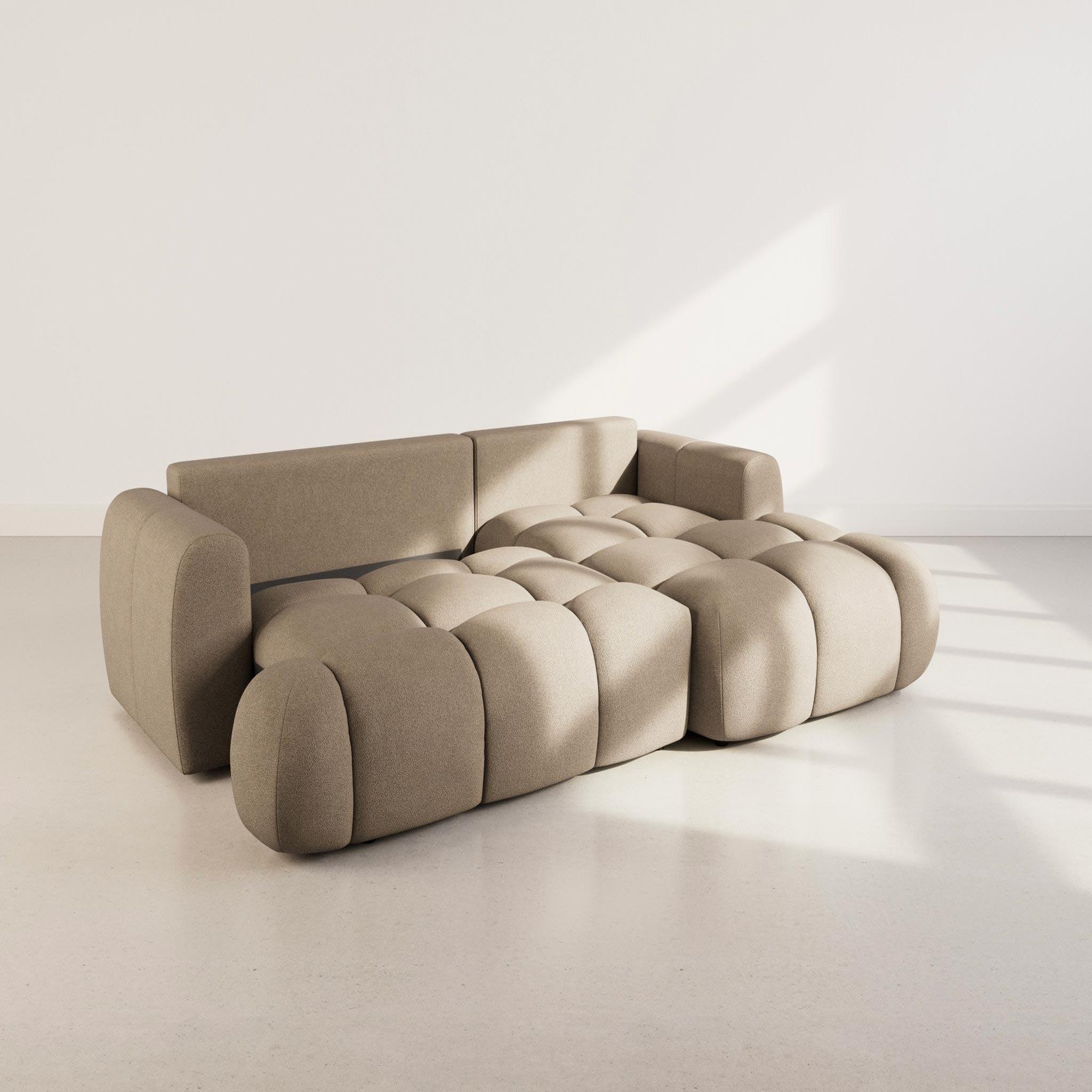 Voir la diapositive 4 : BEST MOBILIER Yulin - canapé d'angle droit 4 places convertible avec coffre en tissu bouclette