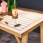 Voir la diapositive 3 : SWEEEK Table haute de jardin bois d'acacia 4 places Paloma naturel 150 x 81 x 100 cm