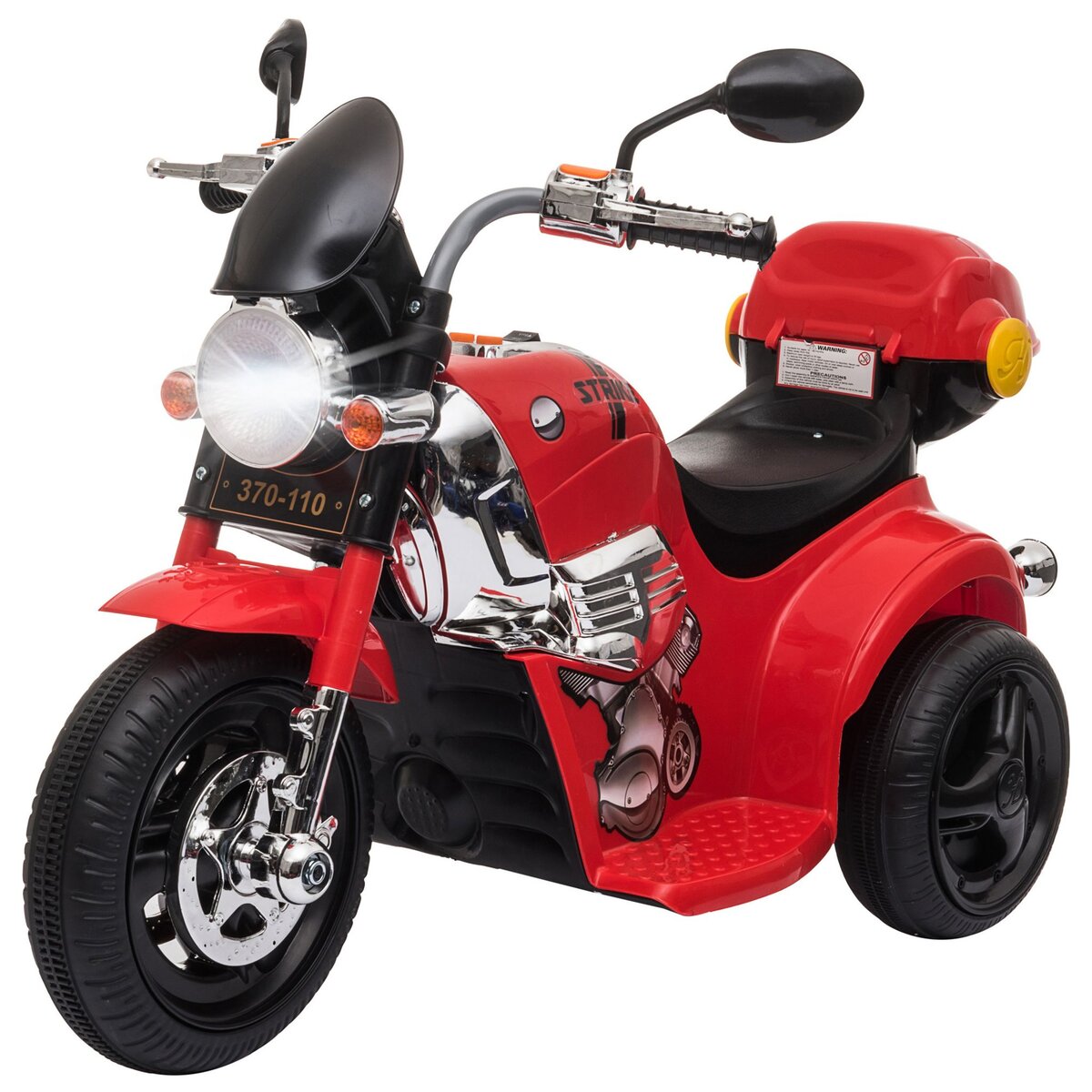 Homcom - Moto électrique pour enfants scooter 3 roues 6 V 3 Km/h effets  lumineux et sonores top case rouge