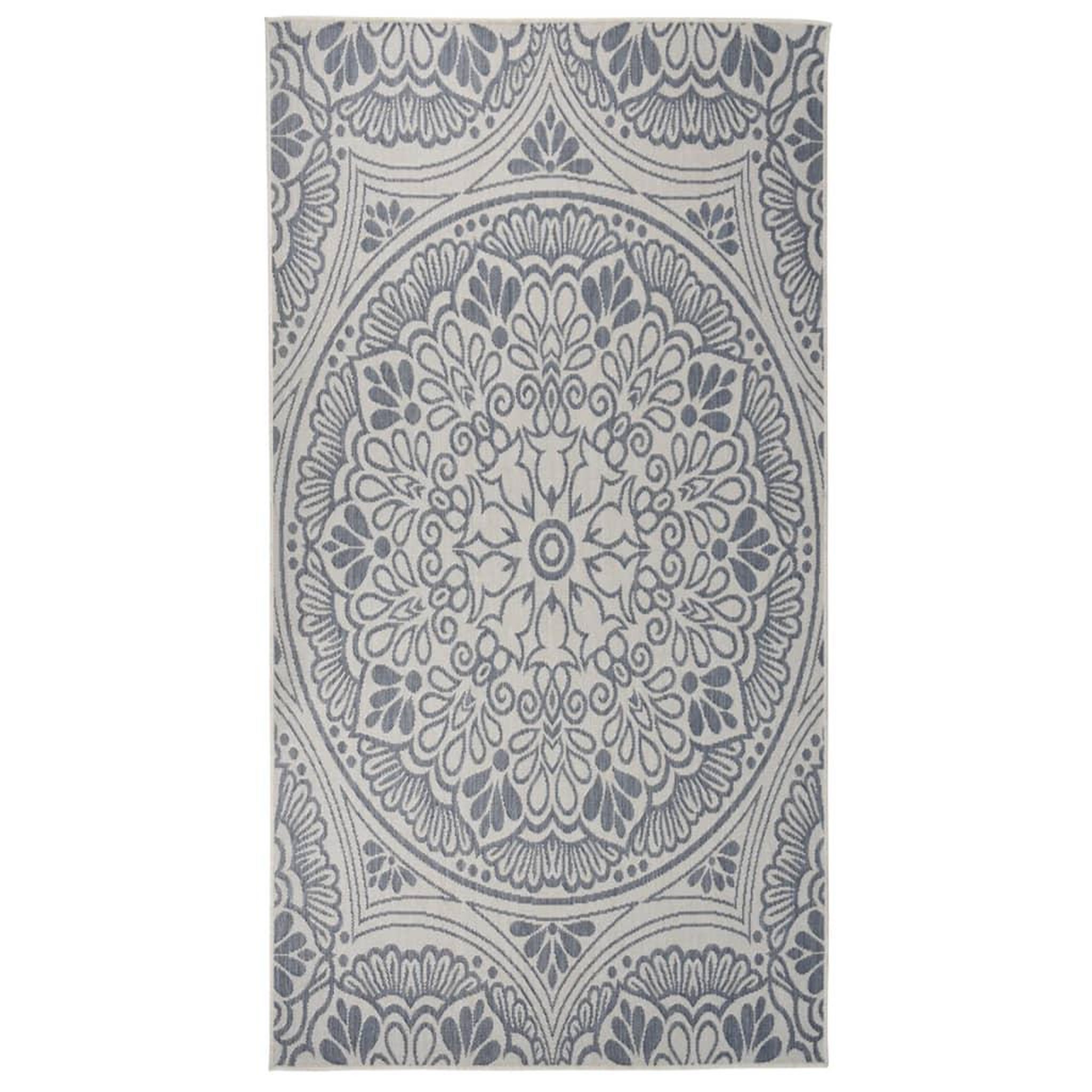 Voir la diapositive 1 : VIDAXL Tapis a tissage plat d'exterieur 80x150 cm Motif bleu