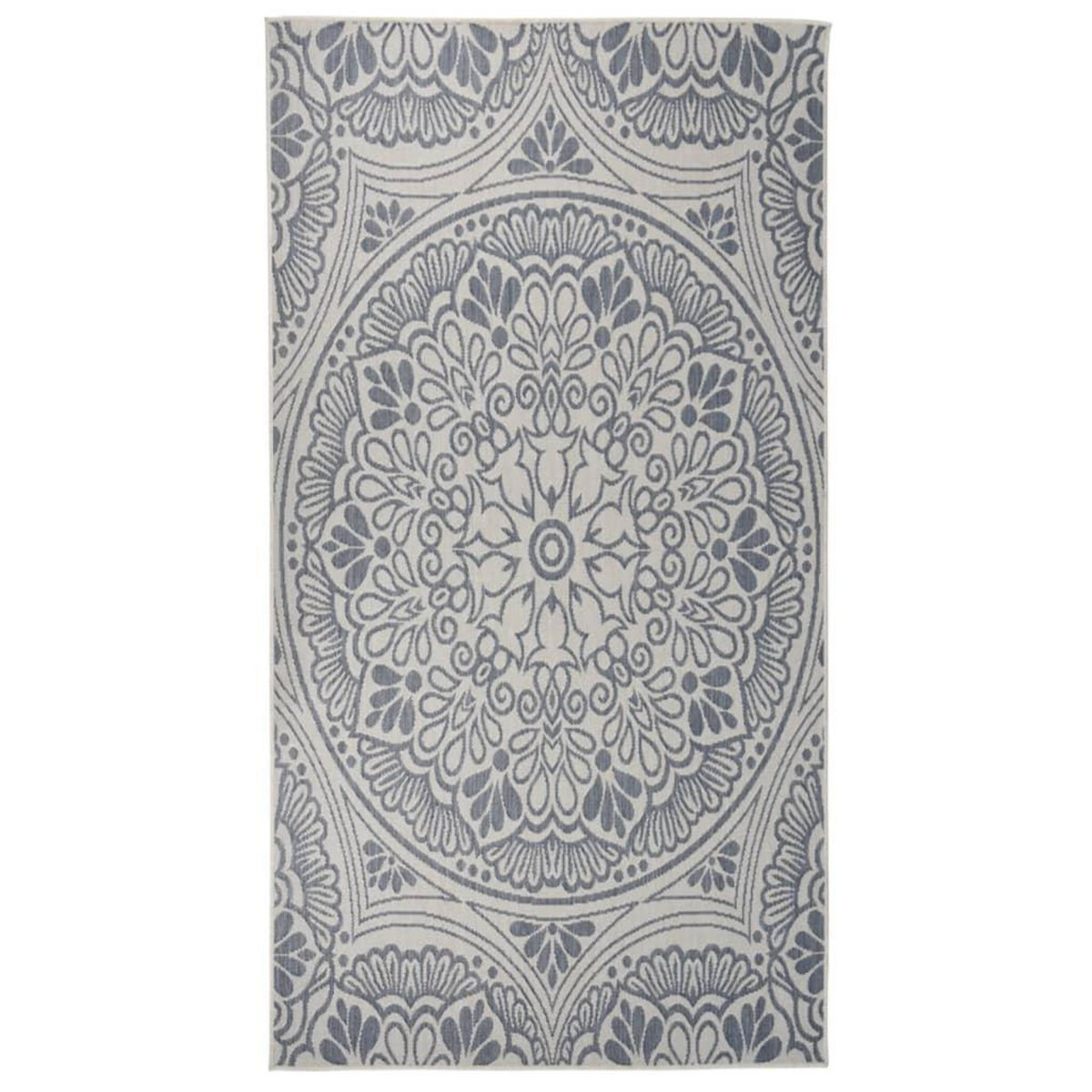 VIDAXL Tapis a tissage plat d'exterieur 80x150 cm Motif bleu