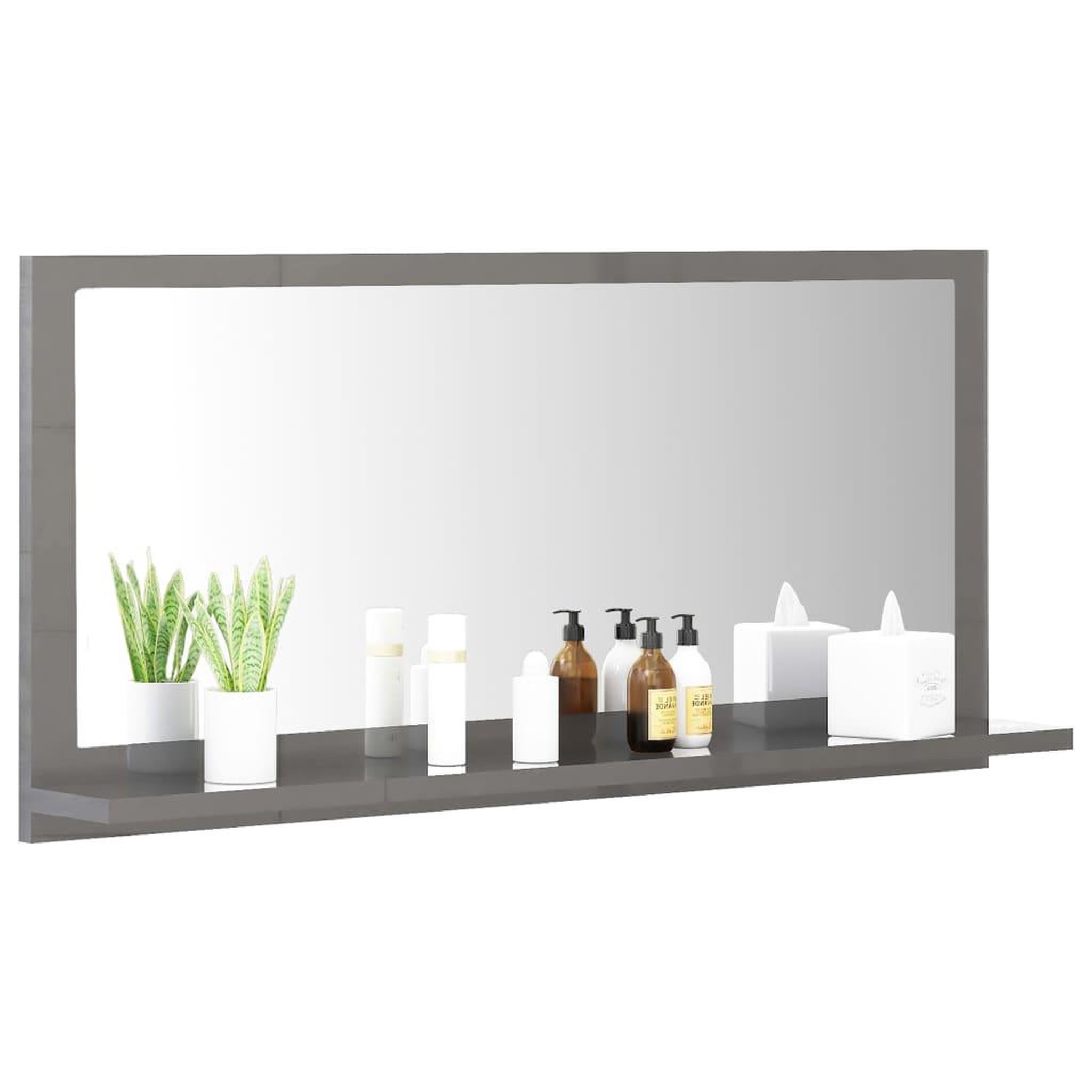 Voir la diapositive 4 : VIDAXL Miroir salle de bain Gris brillant 80x10,5x37cm Bois ingenierie