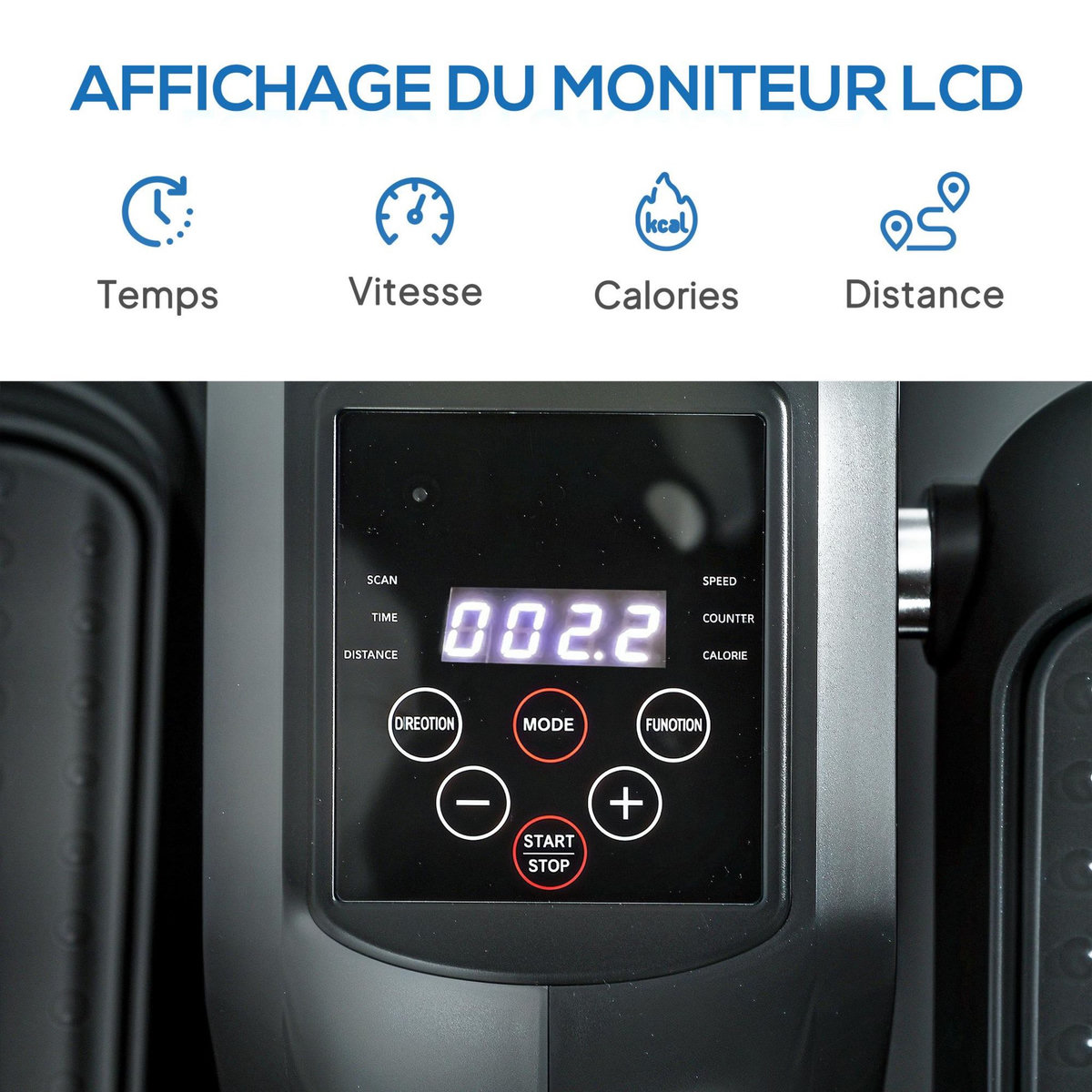 HOMCOM Mini vélo elliptique électrique - résistance réglable, compteur LCD - télécommande, bandes résistance et tapis inclus