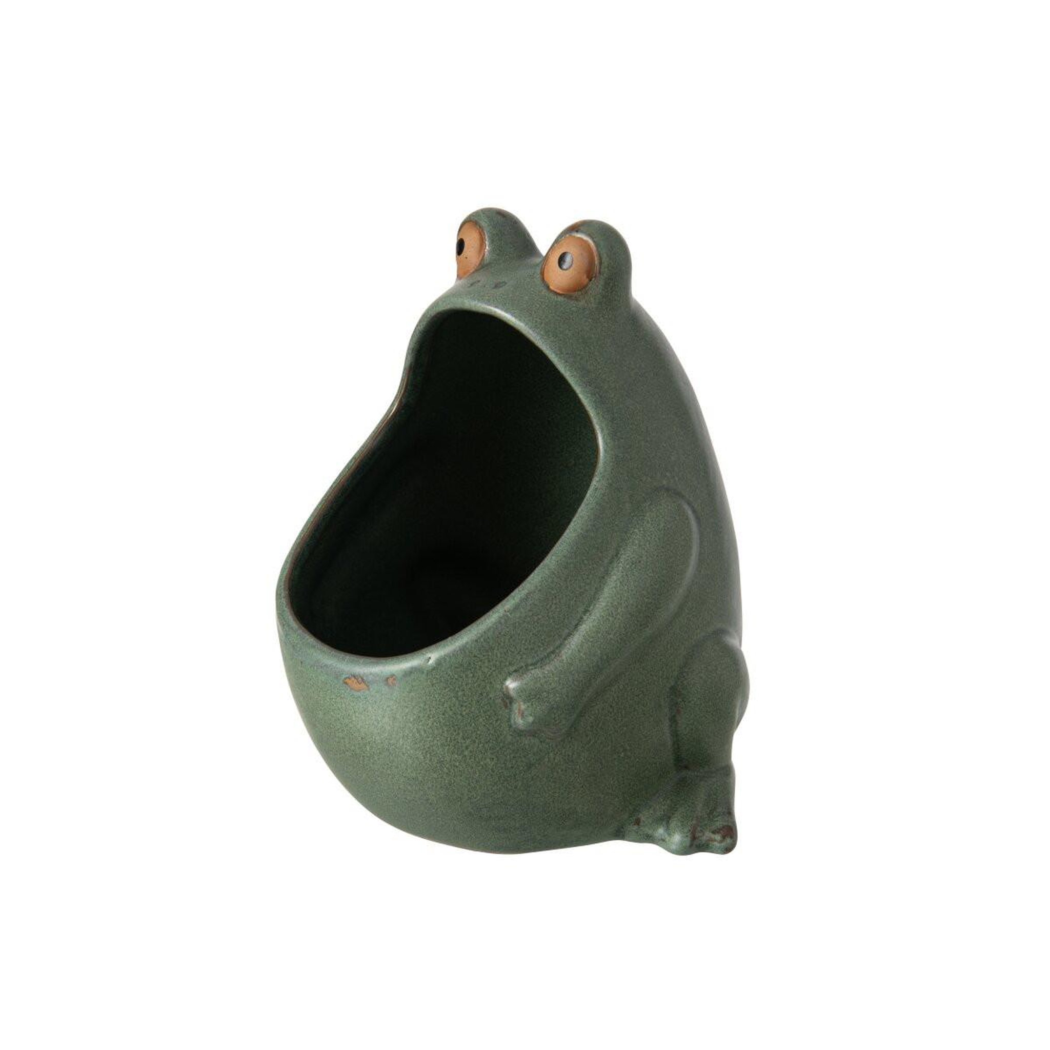 Voir la diapositive 2 : J-LINE Cache-Pot Grenouille en Grès  Enzo  20cm Vert