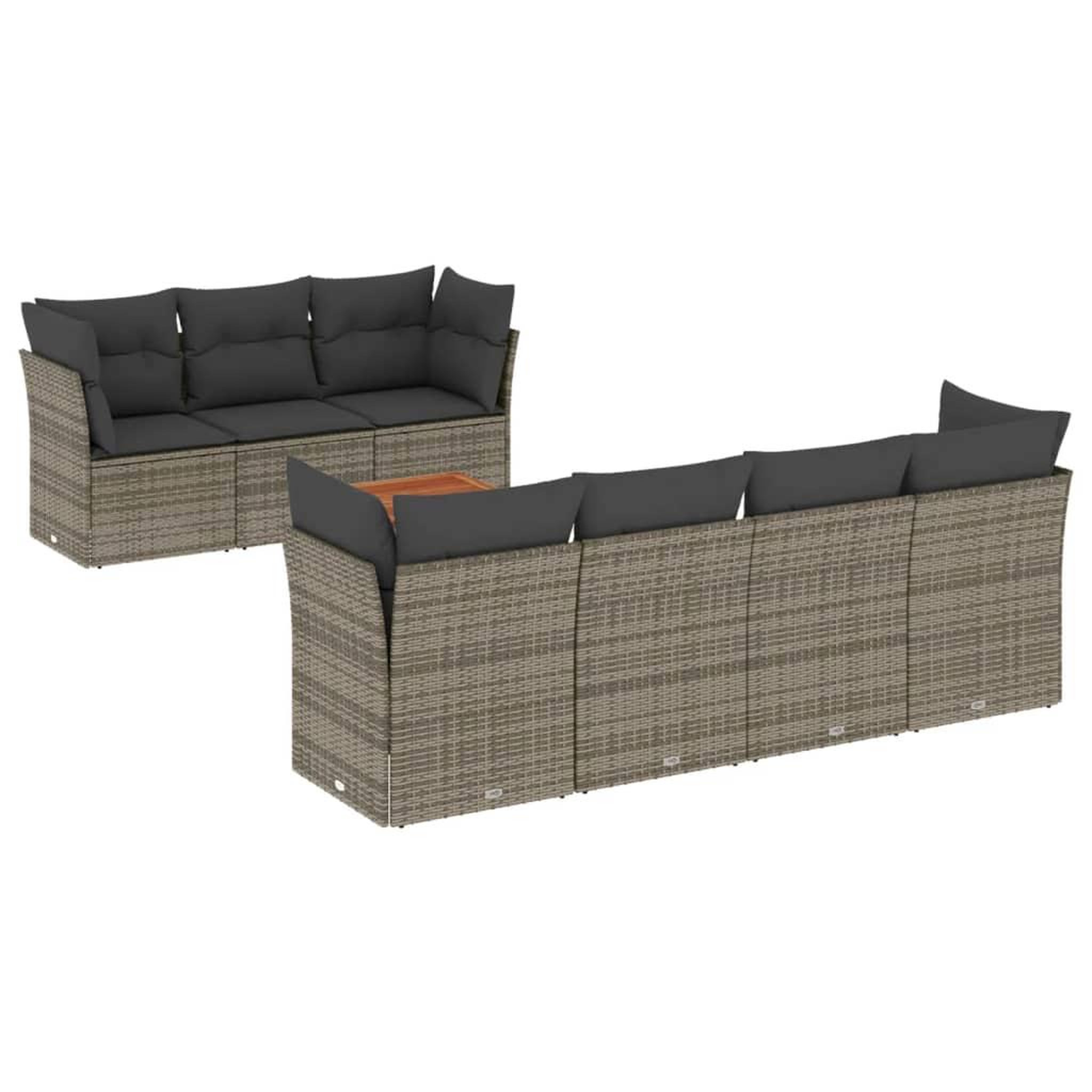 Voir la diapositive 2 : VIDAXL Salon de jardin 8 pcs avec coussins gris resine tressee
