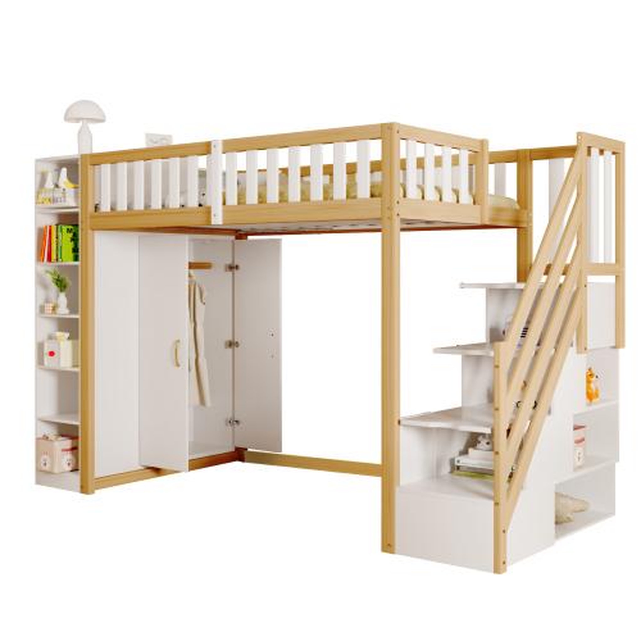 MERAX Lit mezzanine enfant. Coloris disponibles : Marron, Blanc, Gris