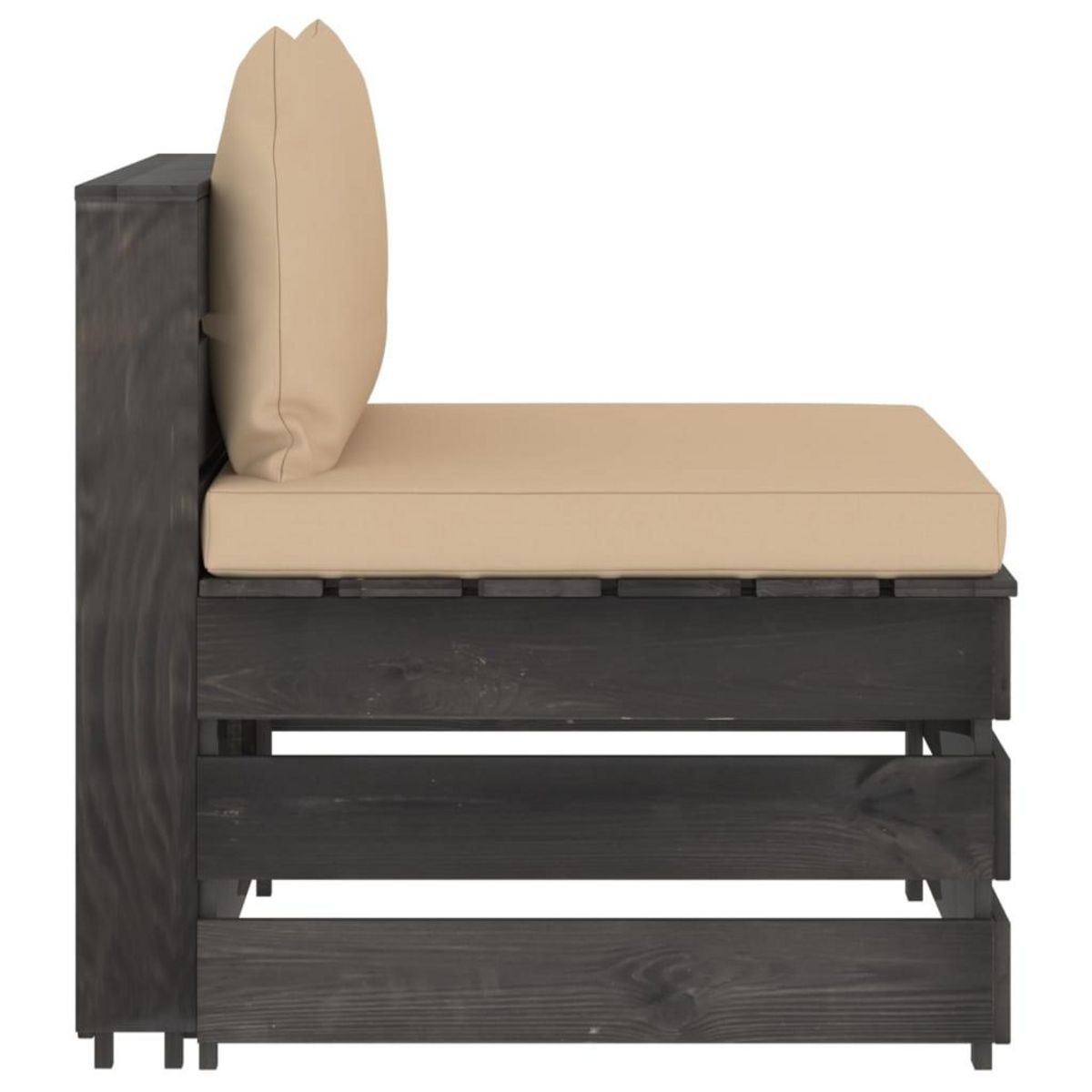 VIDAXL Canape central sectionnel avec coussins Bois impregne de gris