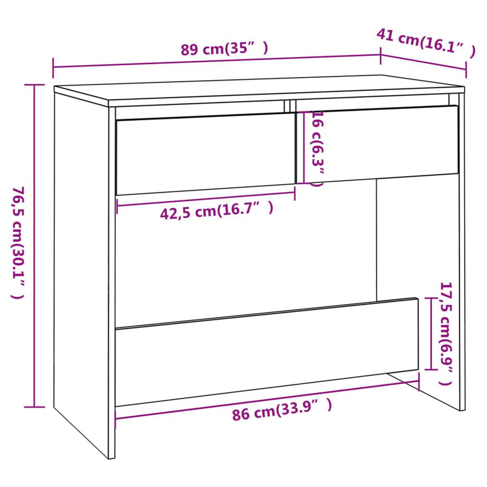 Voir la diapositive 6 : VIDAXL Table console chene fume 89x41x76,5 cm bois d'ingenierie
