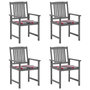 Voir la diapositive 1 : VIDAXL Chaises de jardin et coussins lot de 4 Gris Bois acacia massif