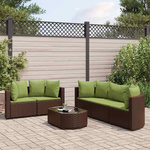 VIDAXL Salon de jardin avec coussins 6 pcs marron resine tressee