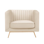 Rendez vous déco Fauteuil en velours beige et pieds en métal doré-Gatsby