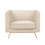 Voir la diapositive 1 : Rendez vous déco Fauteuil en velours beige et pieds en métal doré-Gatsby