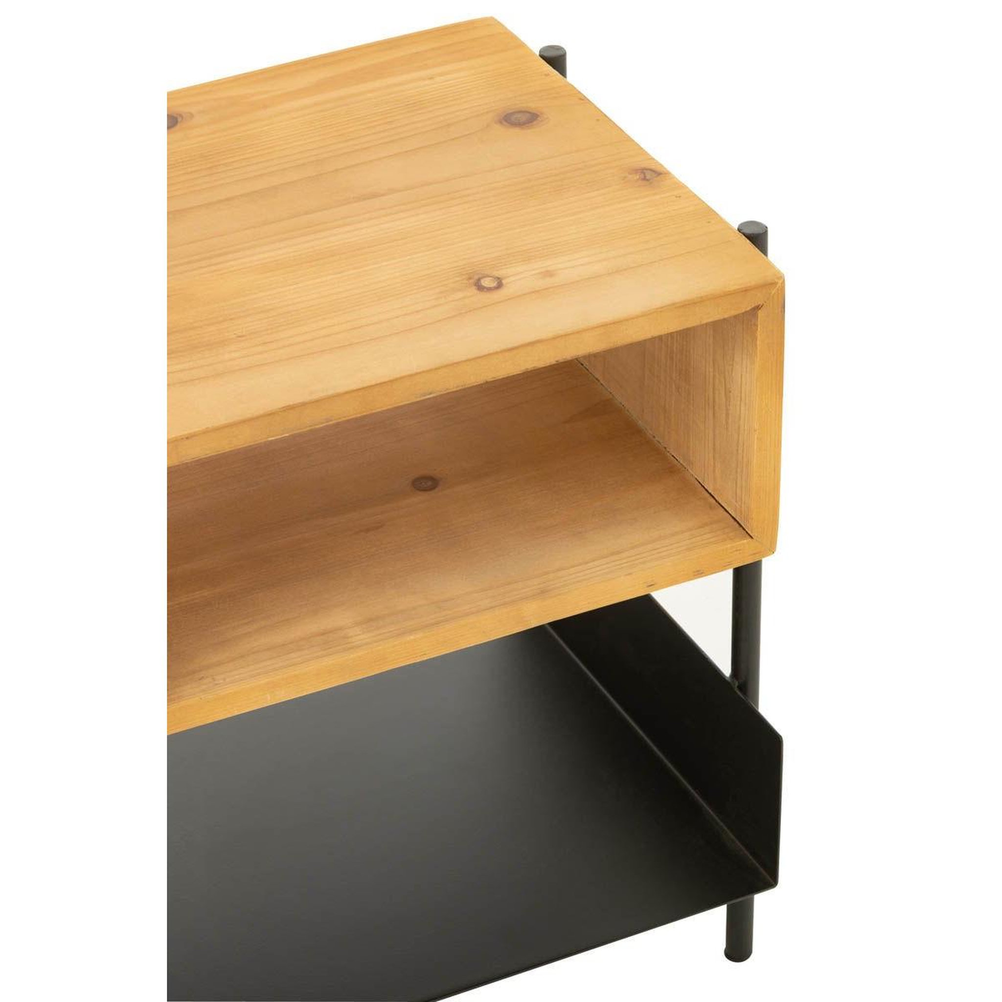 Voir la diapositive 6 : J-LINE Table de Chevet en Bois  Tina  48cm Noir & Naturel