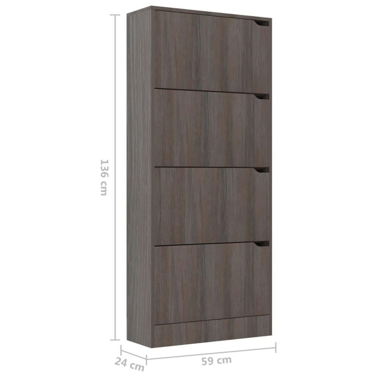 VIDAXL Armoire a chaussures 4 portes Chene sonoma gris Bois ingenierie