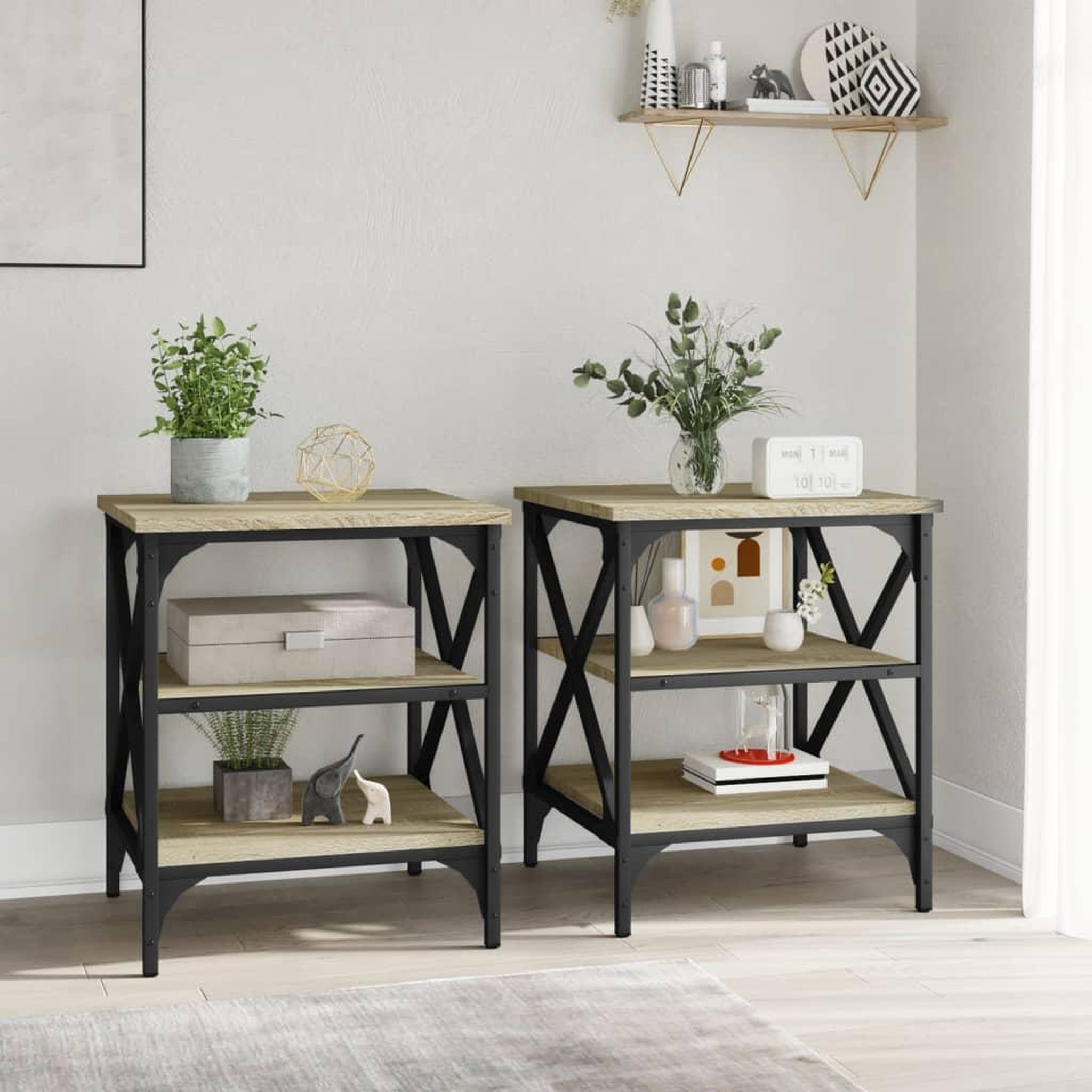 Voir la diapositive 3 : VIDAXL Tables d'appoint 2 pcs Chene sonoma 40x42x50 cm Bois ingenierie