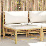 VIDAXL Canape central de jardin avec coussins blanc creme Bambou
