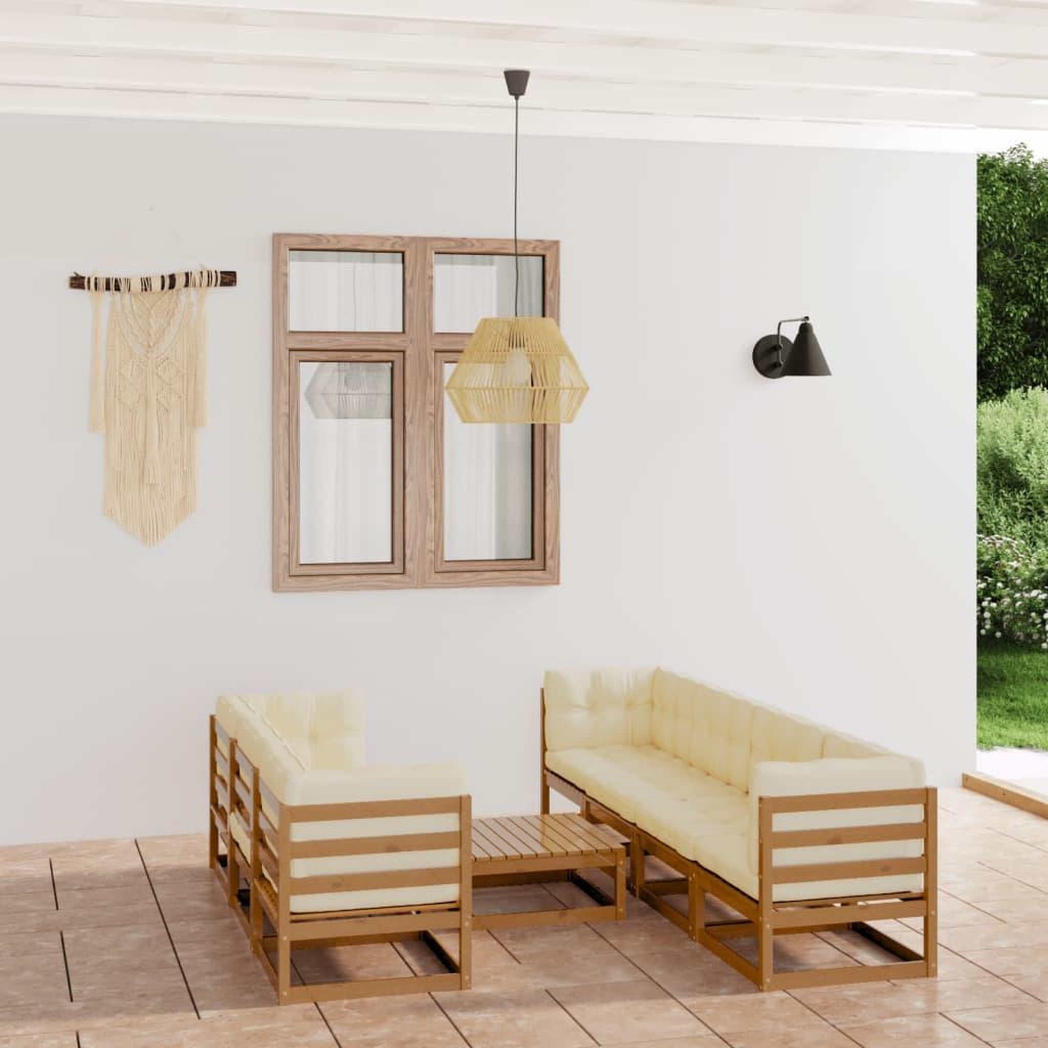 Voir la diapositive 1 : VIDAXL Salon de jardin 8 pcs avec coussins Bois de pin massif