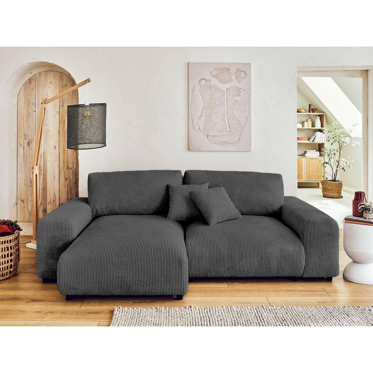 LISA DESIGN Garance - canapé d'angle réversible - 4 places - en velours côtelé