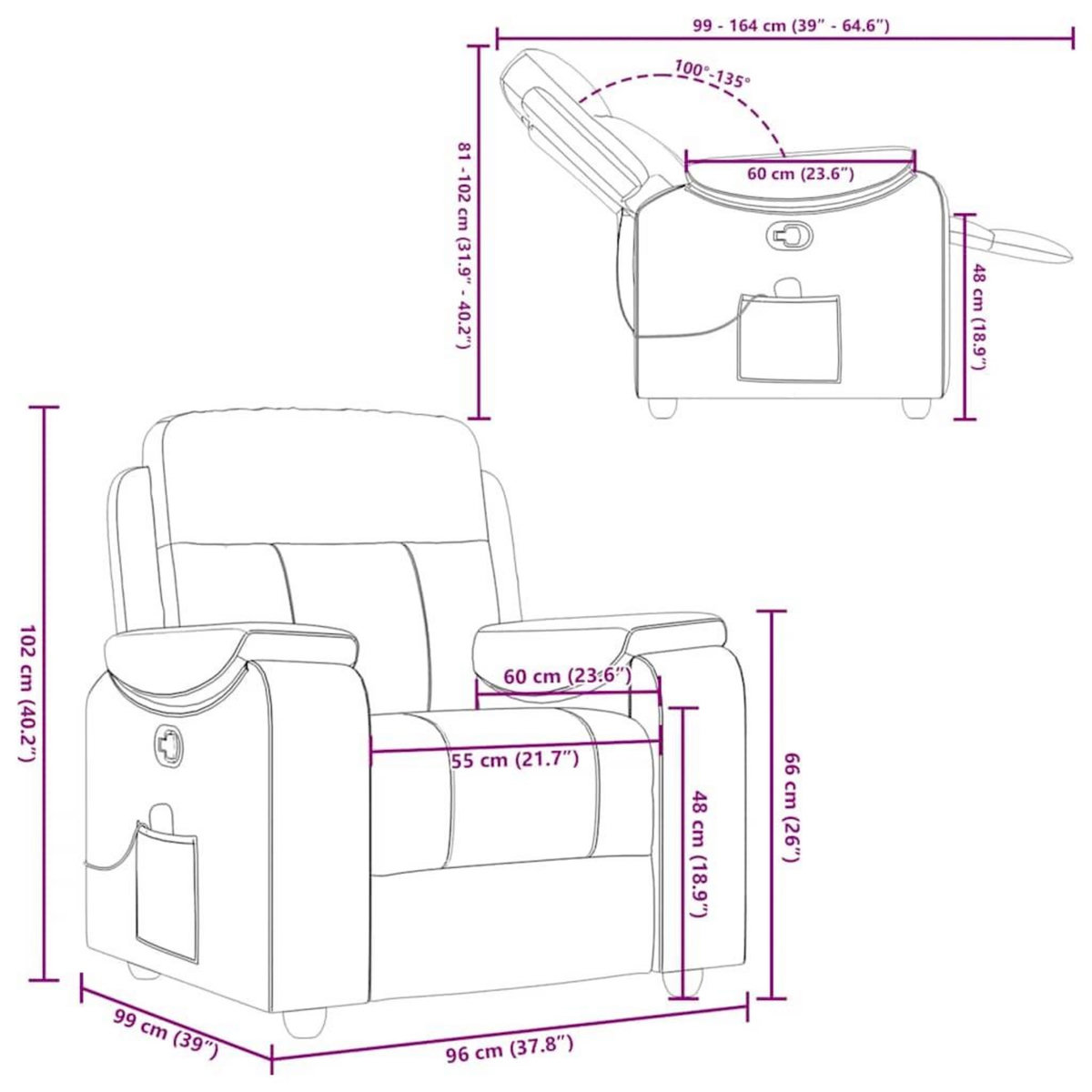 VIDAXL Fauteuil de massage inclinable Marron Tissu