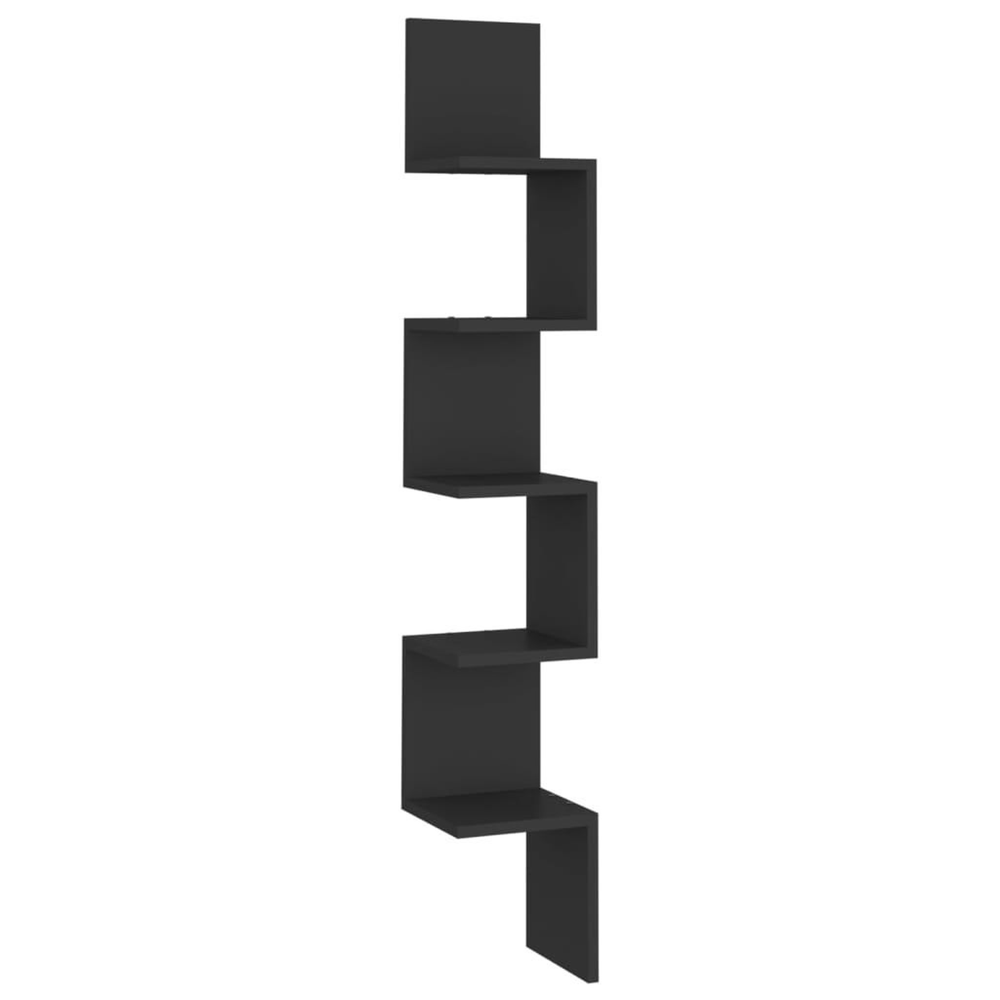 Voir la diapositive 2 : VIDAXL Etagere d'angle murale Noir 20x20x127,5 cm Bois d'ingenierie