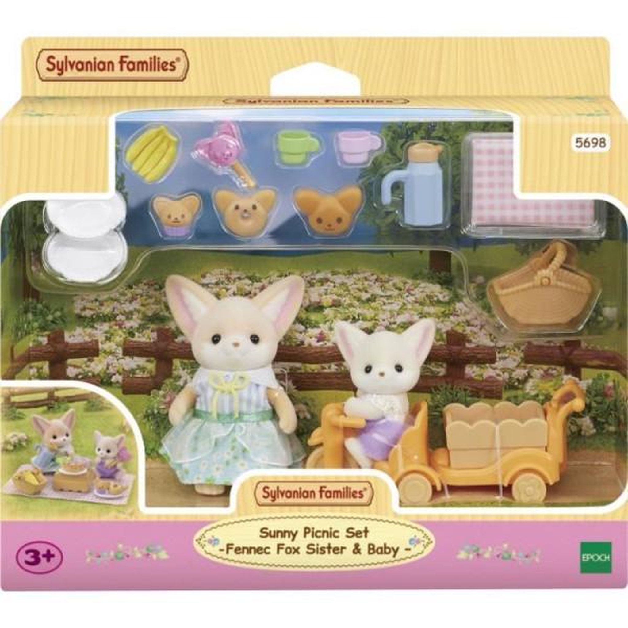 Voir la diapositive 3 : Sylvanian Families Set de pique-nique fennec - sylvanian families - 2 personnages, vélo et accessoires