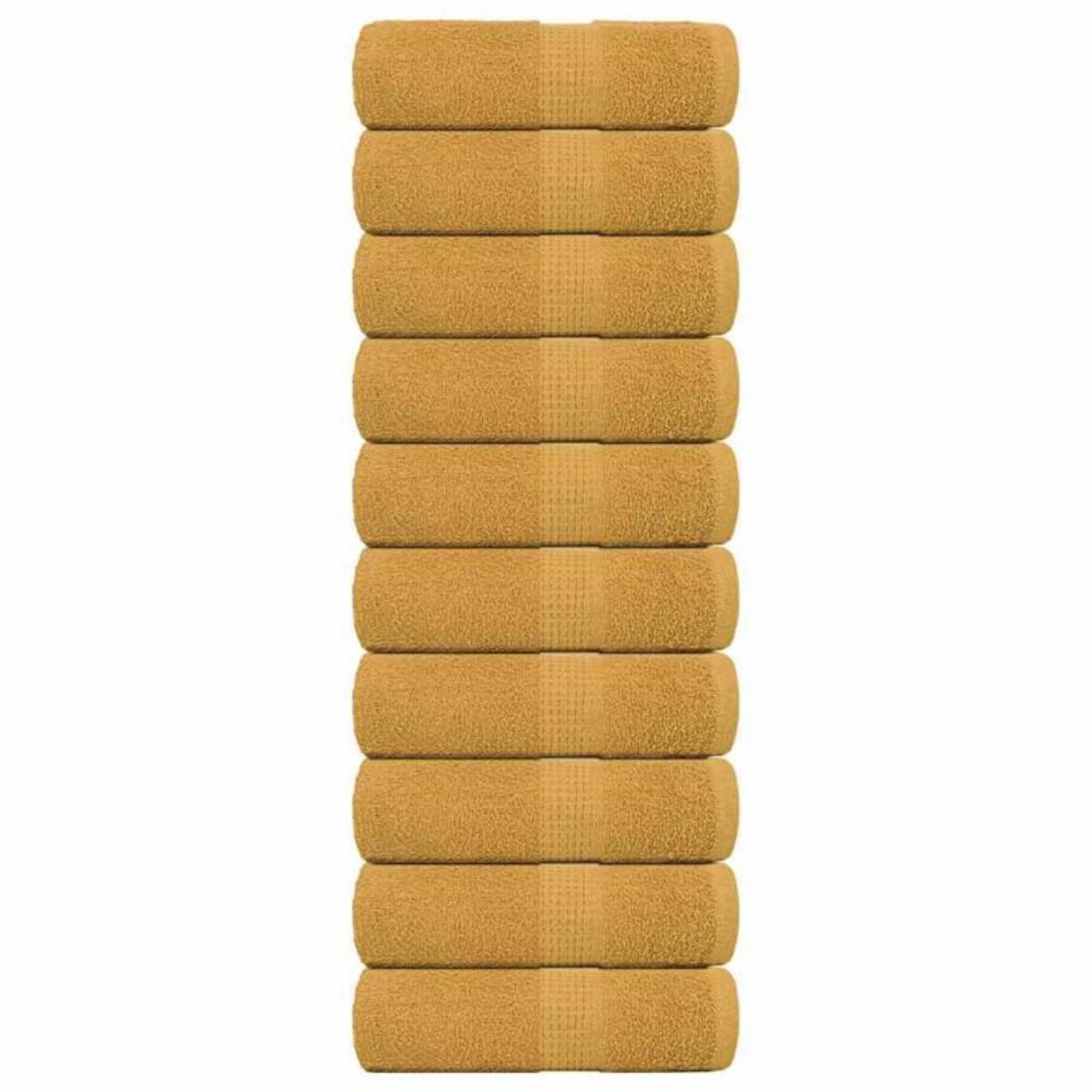 VIDAXL Serviettes de visage 10 pcs doré 30x30 cm 360 g m² 100% coton