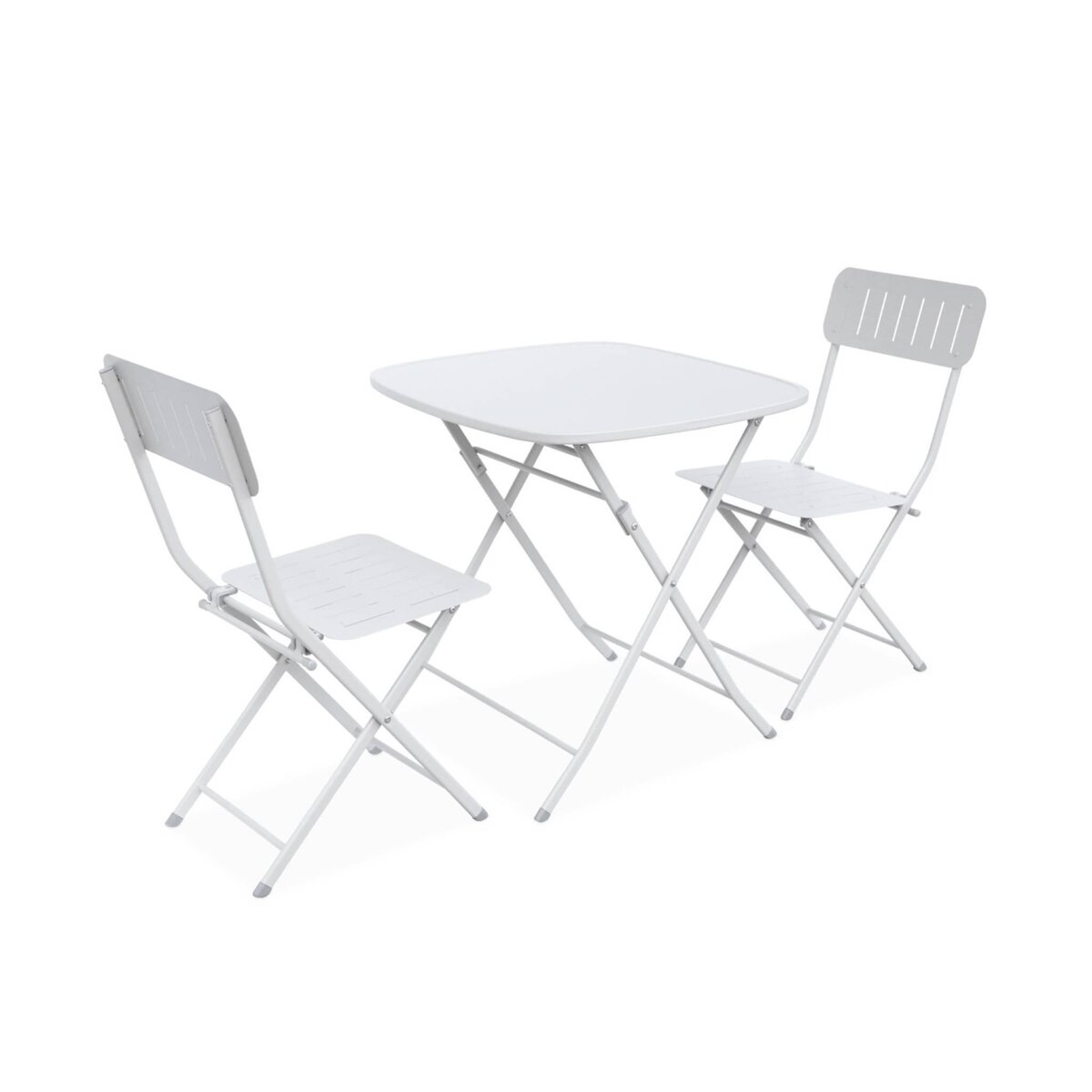 SWEEEK Table de jardin type bistrot pliable avec 2 chaises également pliables en acier galvanisé robuste