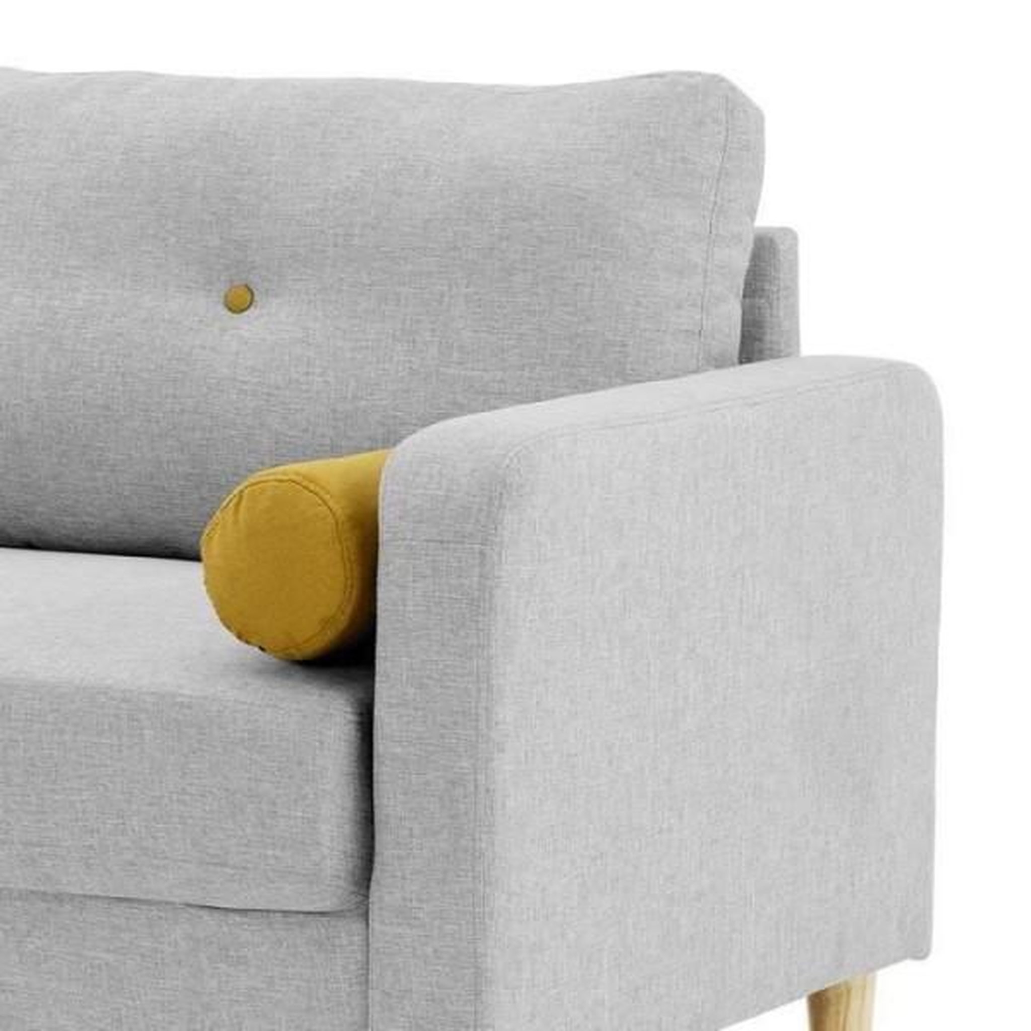Voir la diapositive 5 : MARKET24 Canapé 3 places + 2 coussins - Tissu Gris clair - L 175 x P 80 x H 85 cm - COPENHAGUE