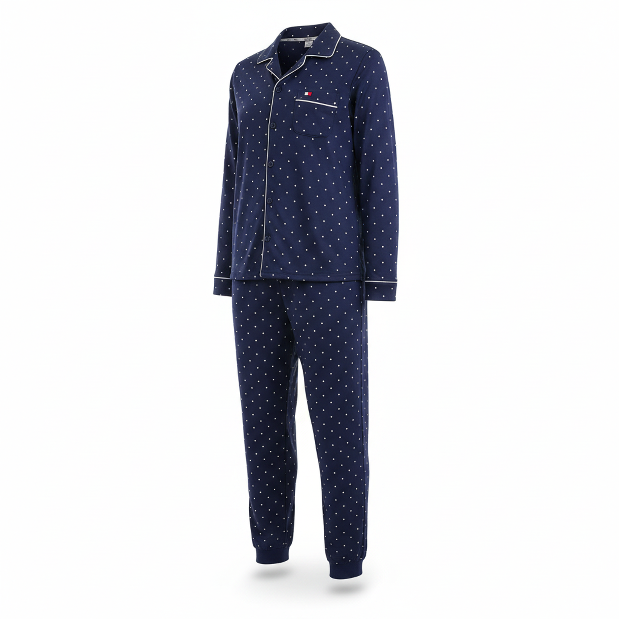 Voir la diapositive 1 : OZABI Ozabi ensemble pyjama homme doublé polaire boutonné petits pois