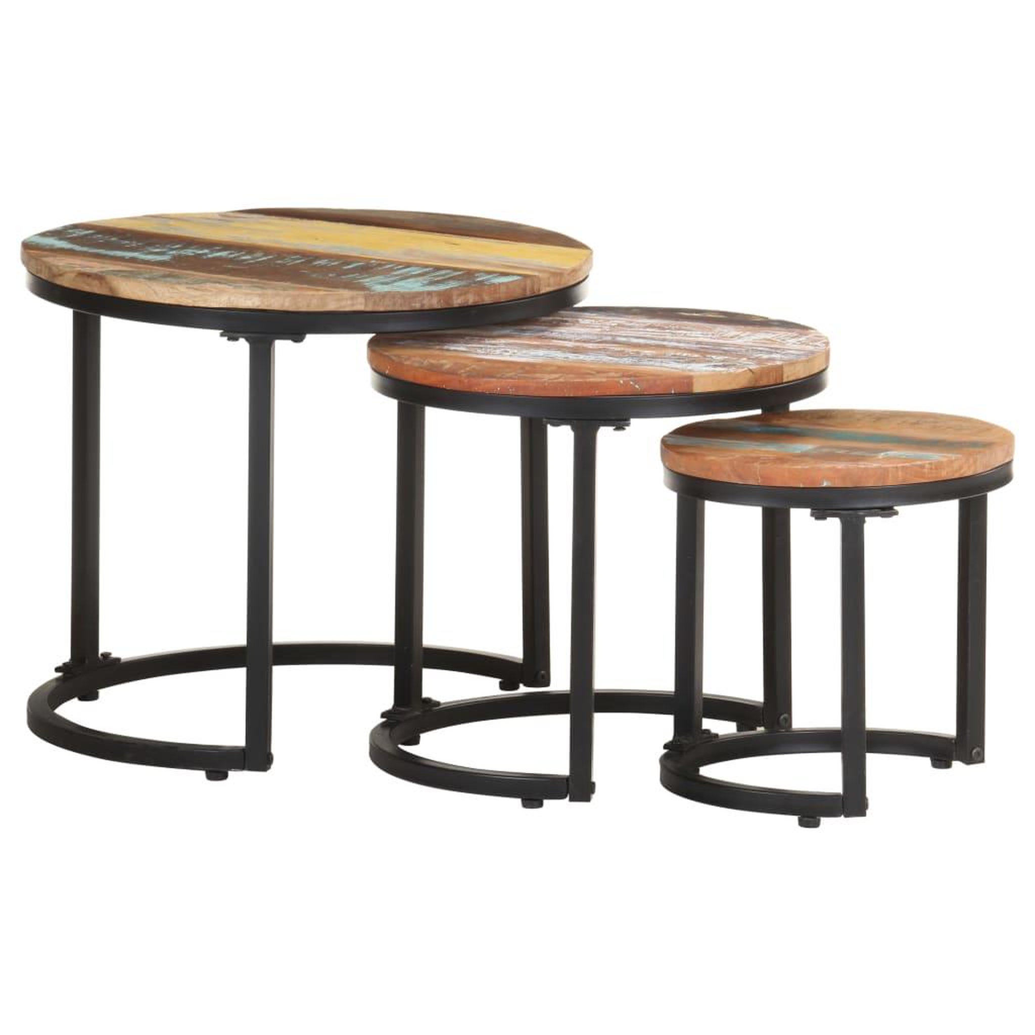 Voir la diapositive 1 : VIDAXL Tables d'appoint 3 pcs Bois de recuperation massif