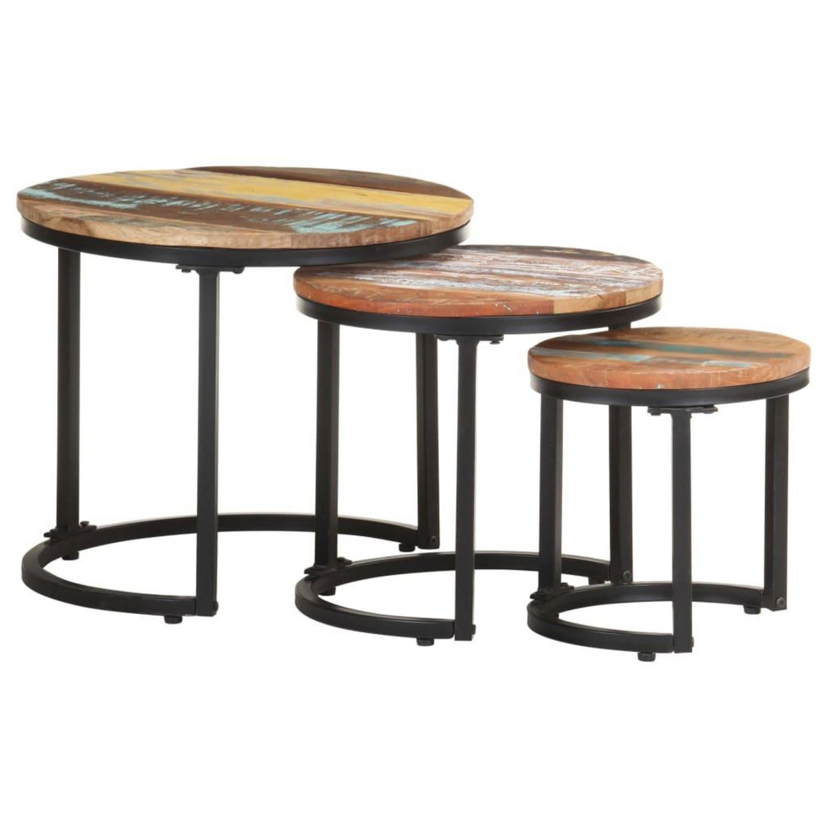 VIDAXL Tables d'appoint 3 pcs Bois de recuperation massif