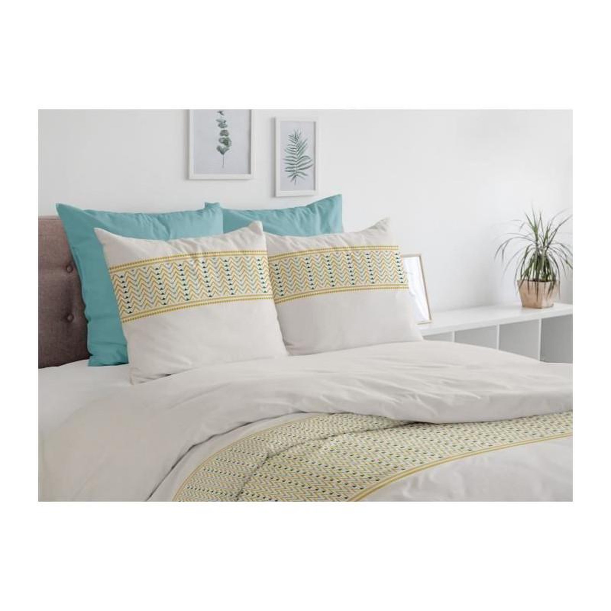 Voir la diapositive 2 : HOME LINGE PASSION Parure de couette HOME LINGE PASSION Nat - 3 Pcs - 220 x 240 - 100% Coton 57 Fils - Miel