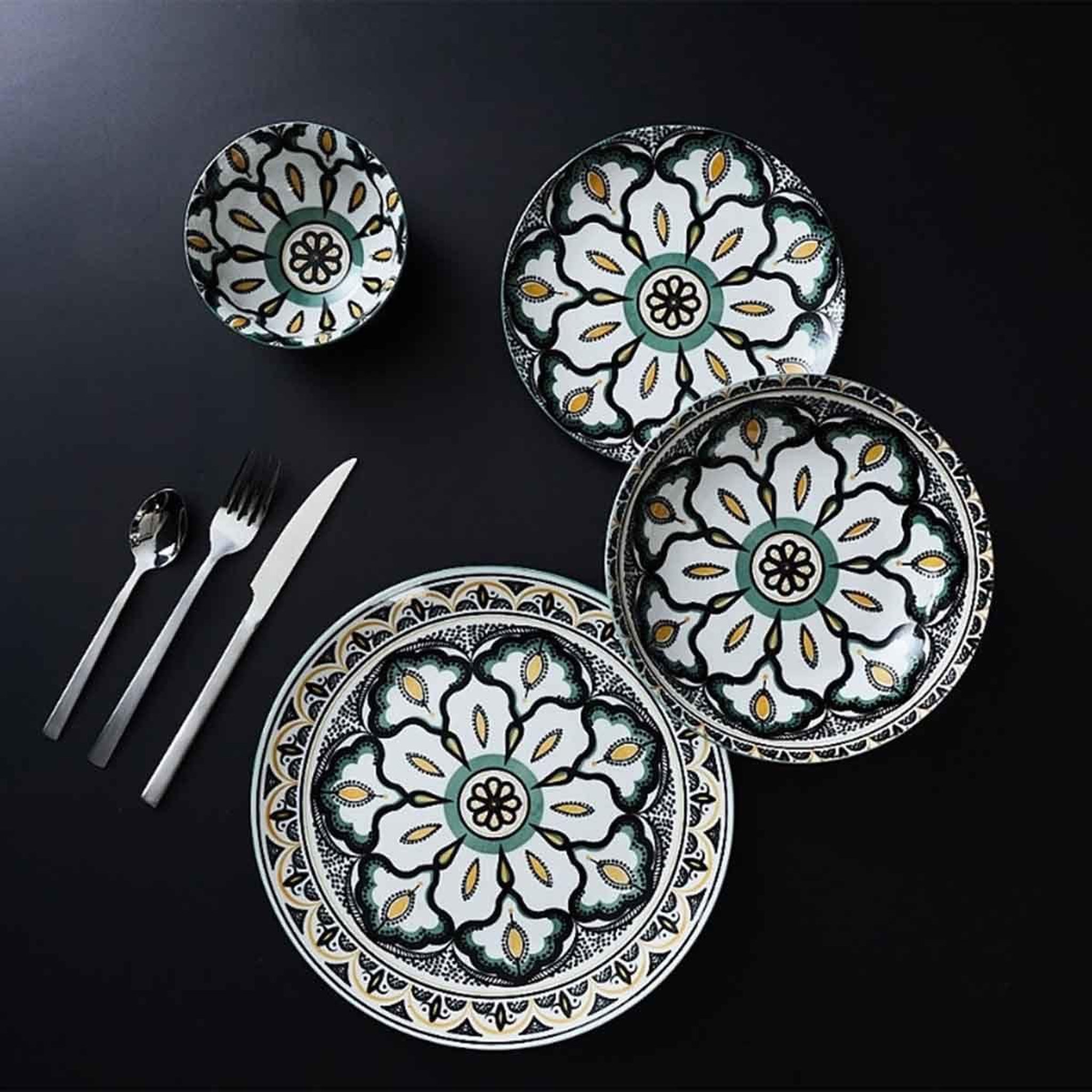 Voir la diapositive 4 : The Home Deco Factory Coupelle en céramique  mandala  22cl vert