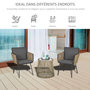 Voir la diapositive 5 : OUTSUNNY Ensemble salon de jardin 3 pièces style colonial 2 fauteuils avec coussins gris + table basse résine filaire beige