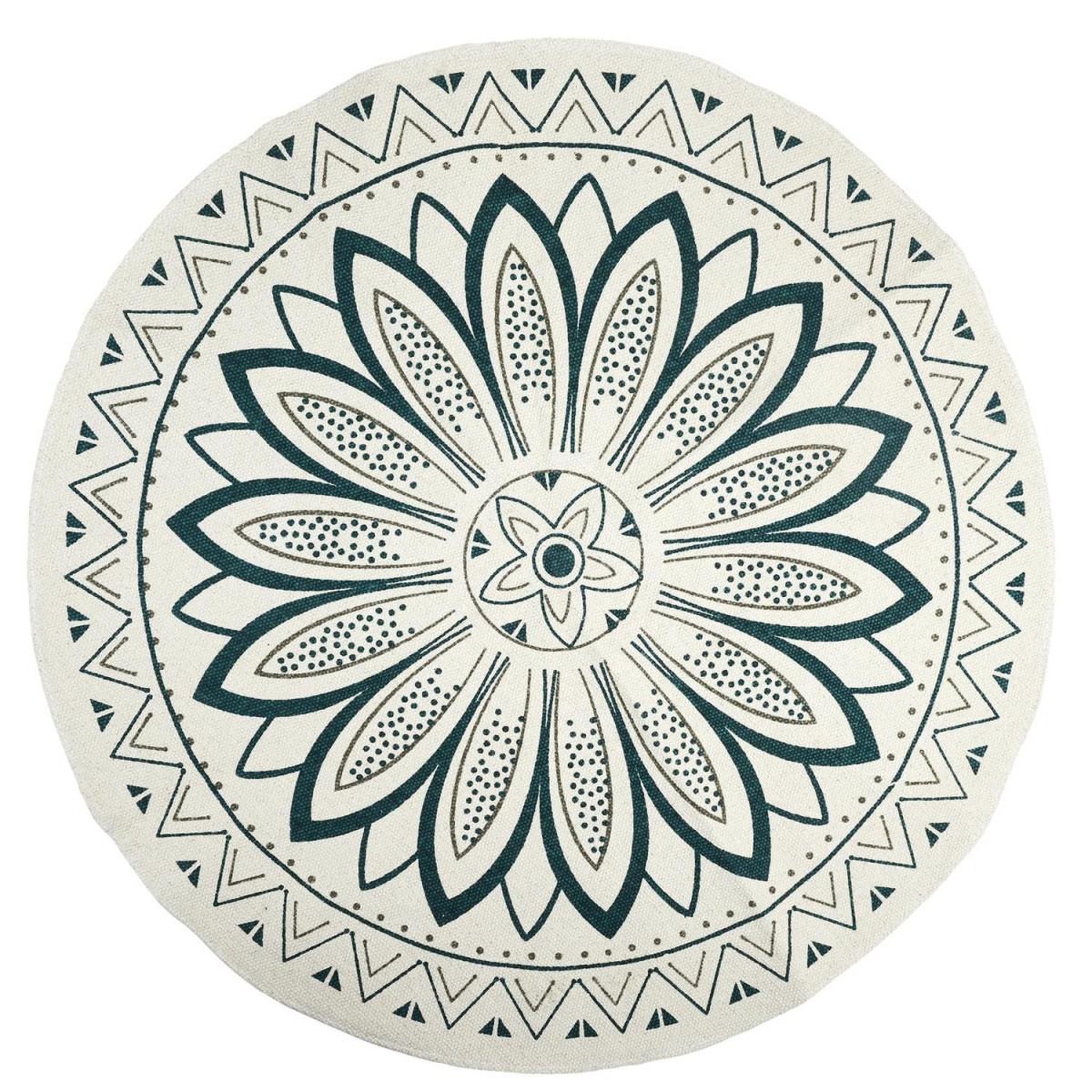 The Home Deco Factory Tapis Rond Imprimé  Mandala  90cm Blanc
