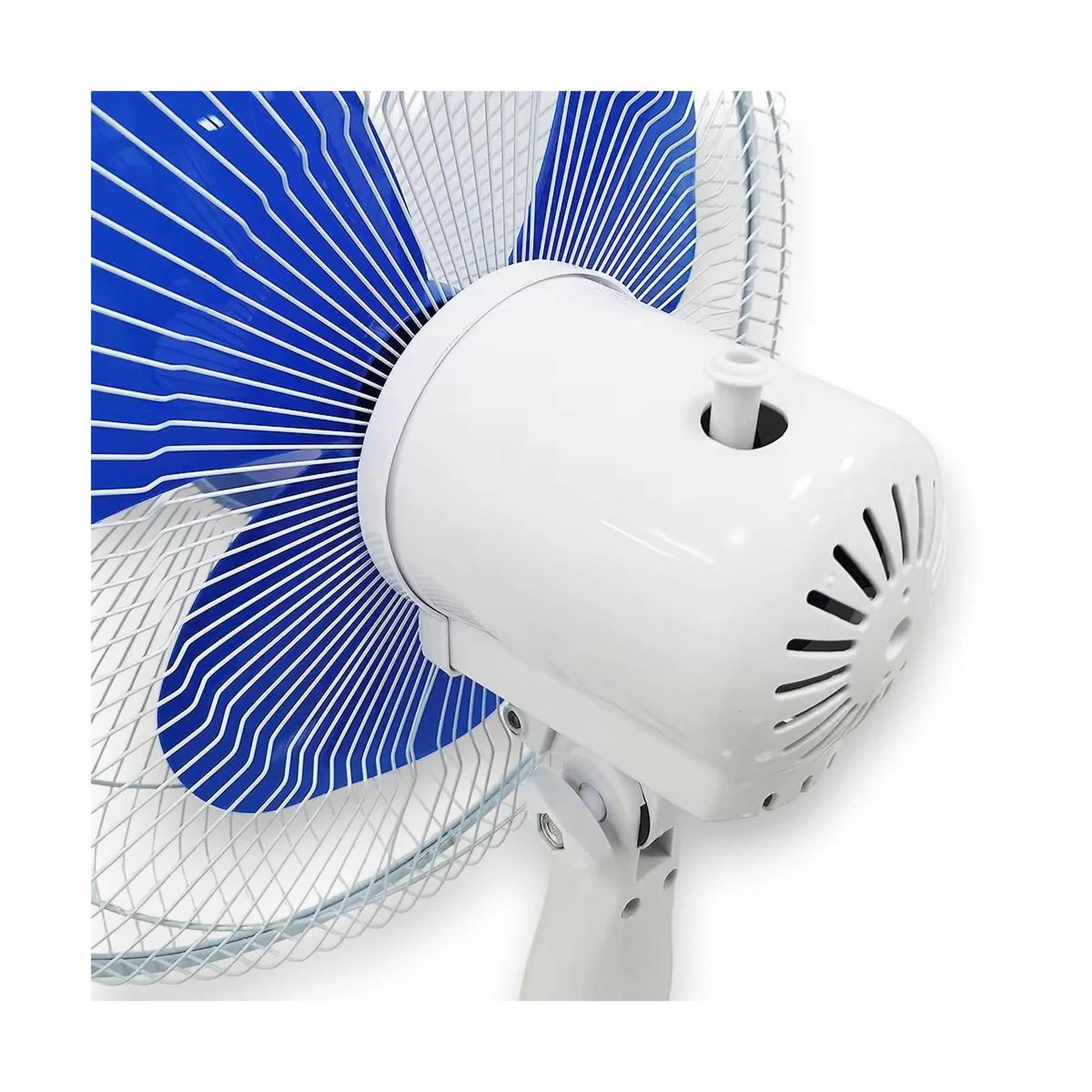 Voir la diapositive 6 : INTEC Ventilateur sur pied portable 45W 40Cm Hauteur réglable 1.30m Brasseur d'air Blanc Bleu 3 vitesses Oscillation Horizontale INTEC