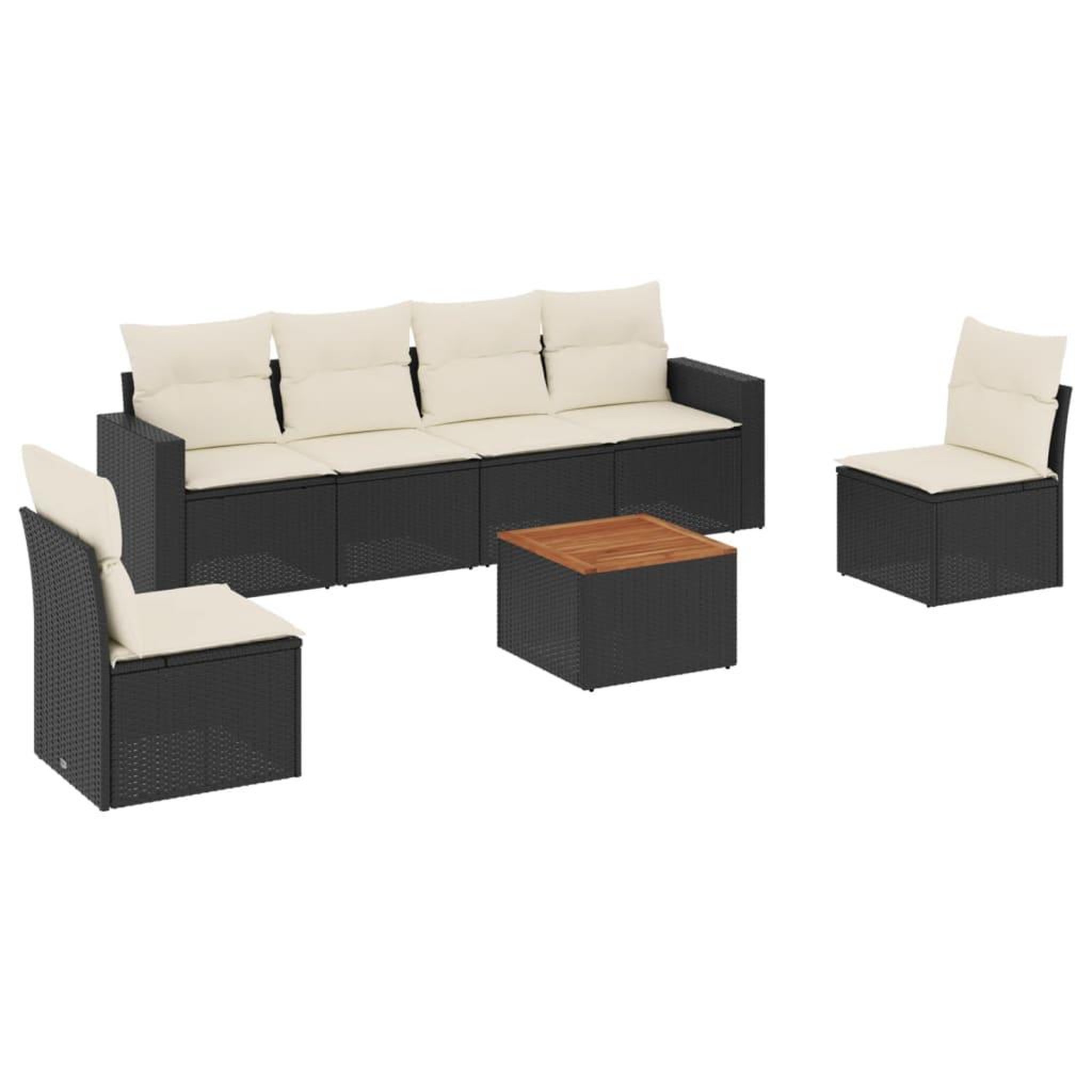 Voir la diapositive 2 : VIDAXL Salon de jardin 7 pcs avec coussins noir resine tressee