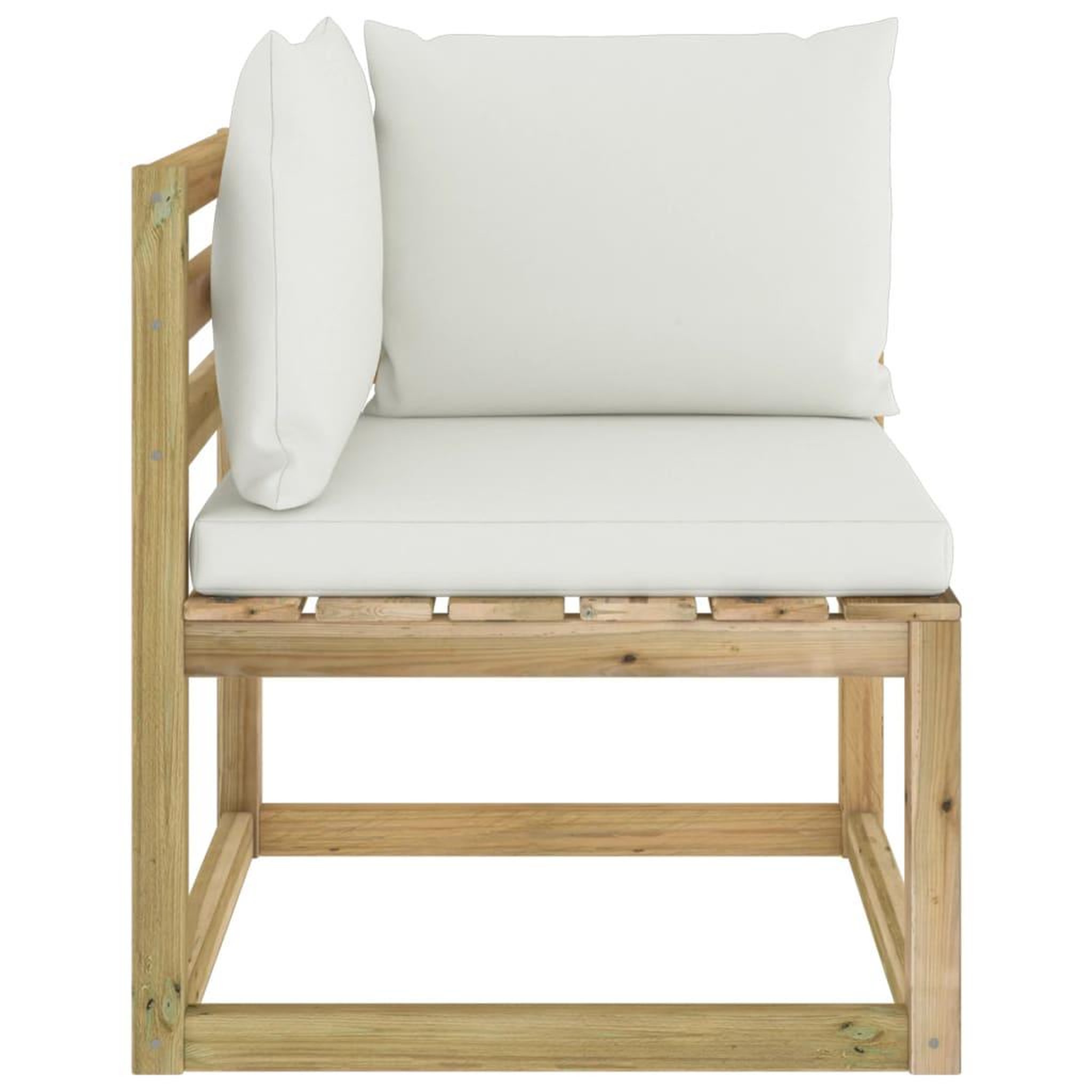 Voir la diapositive 3 : VIDAXL Canape d'angle de jardin avec coussins Bois impregne de vert