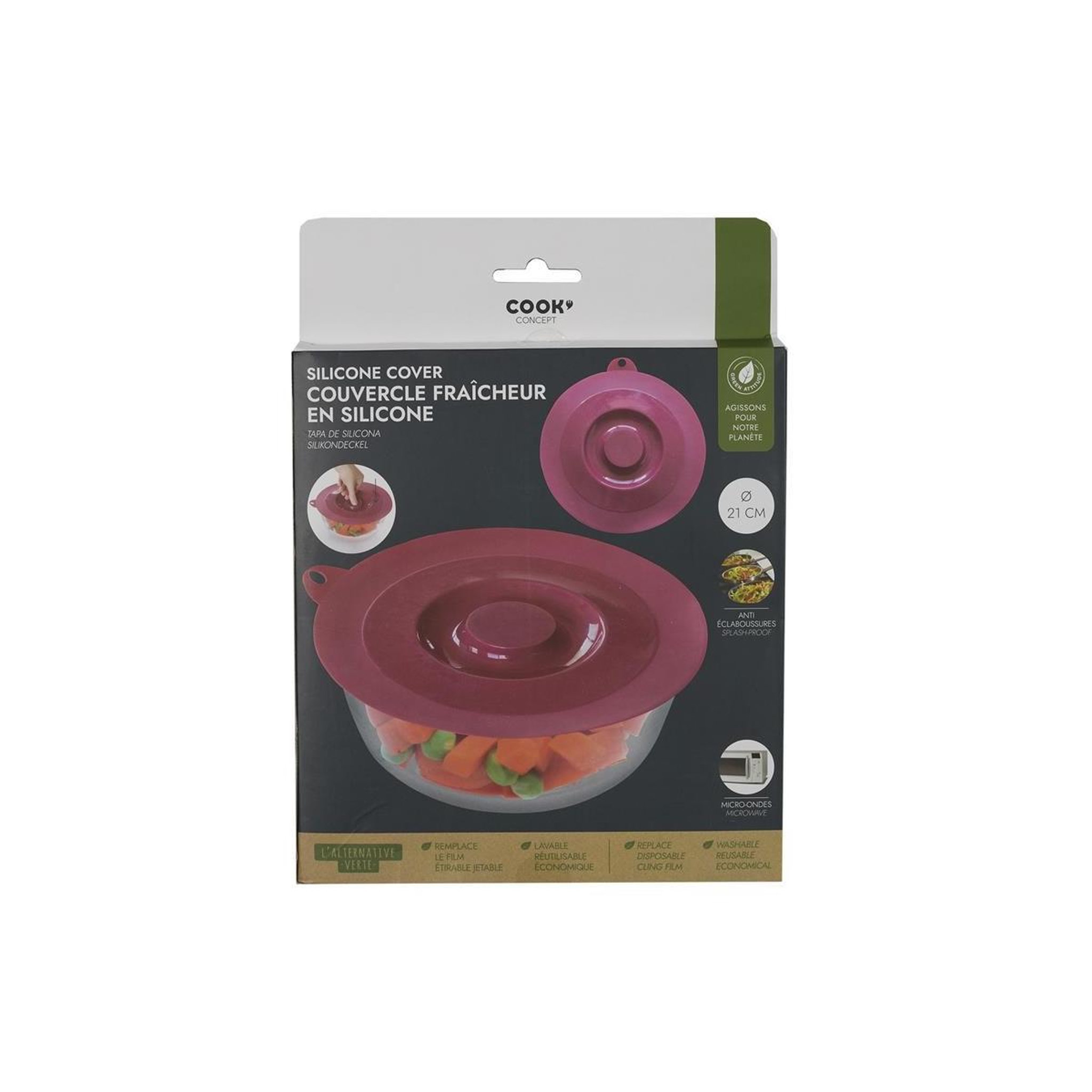 Voir la diapositive 3 : COOK CONCEPT Couvercle en silicone  fraîcheur  21cm rouge